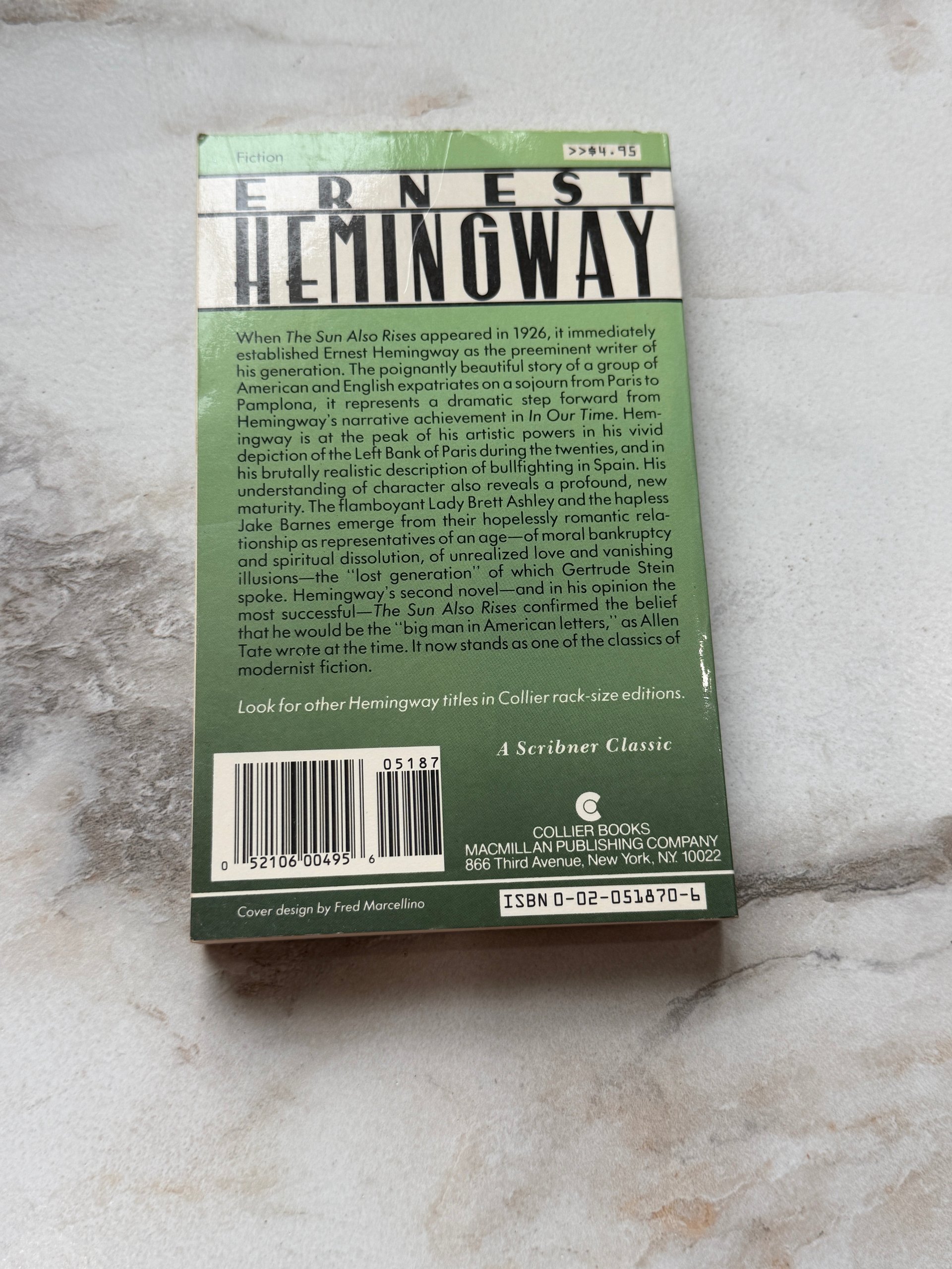 1986 The Sun Also Rises | Ernest Hemingway | First Scribner Classic Collier Edition Paperback product image (4)