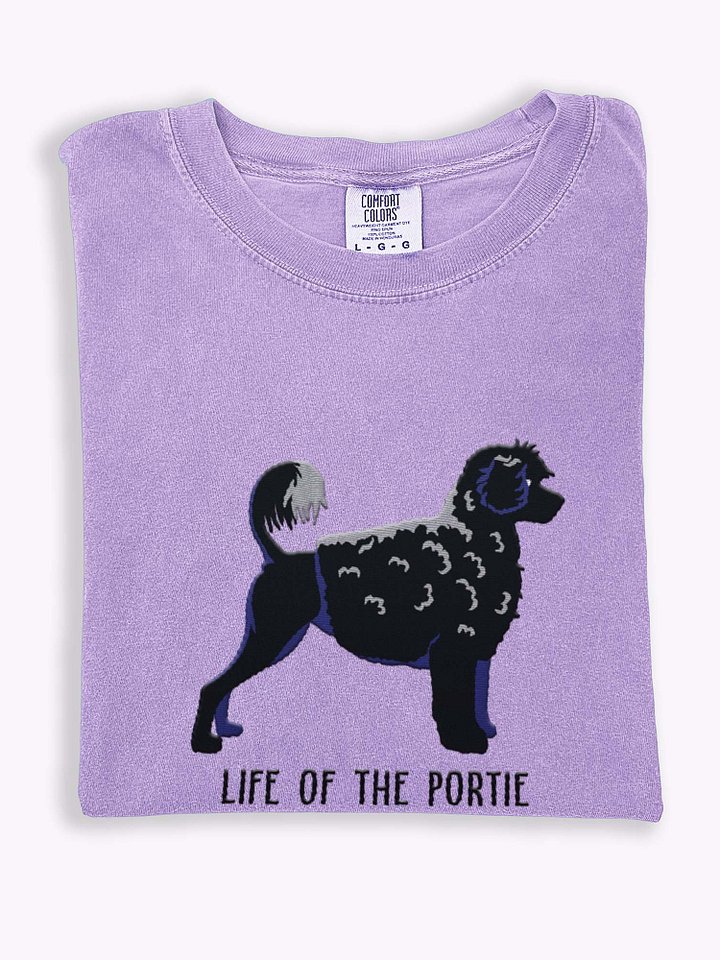 Life of the Portie T-Shirt(Embroidered) of a Portuguese Water Dog(Black) product image (1)