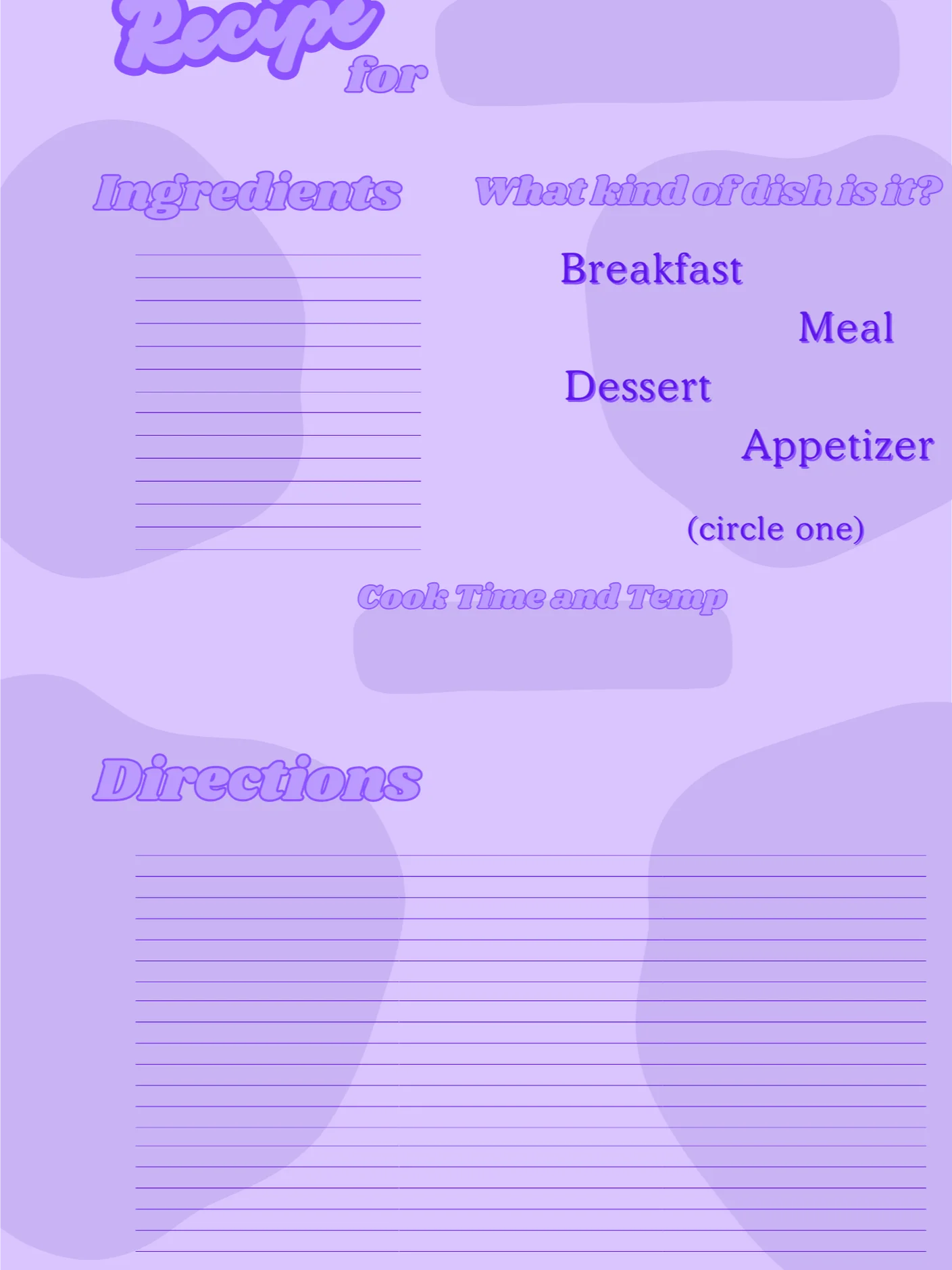 March's Planner Design - Recipes Sheets (A5 Size) product image (1)