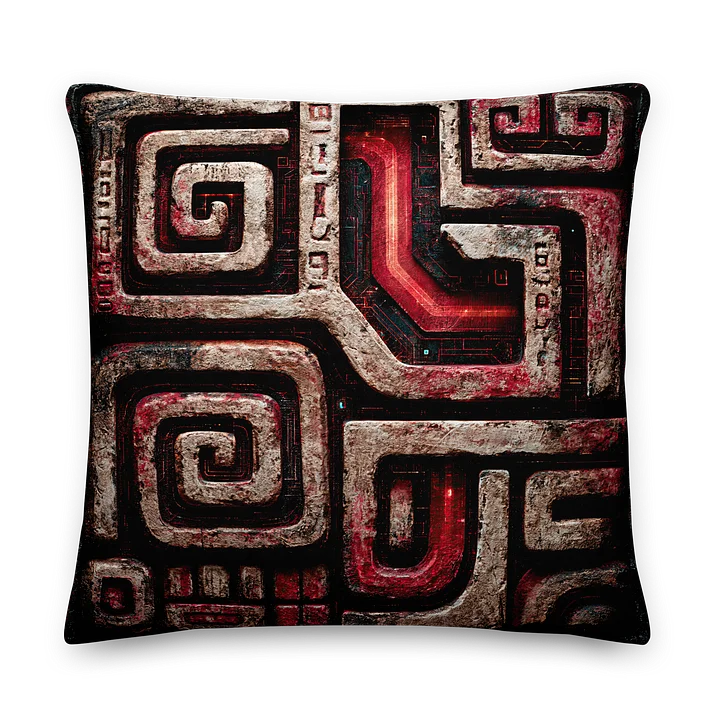 Transmission Core I — Ancient Mayan Tech Glyph Cushion Cover 22x22 product image (1)