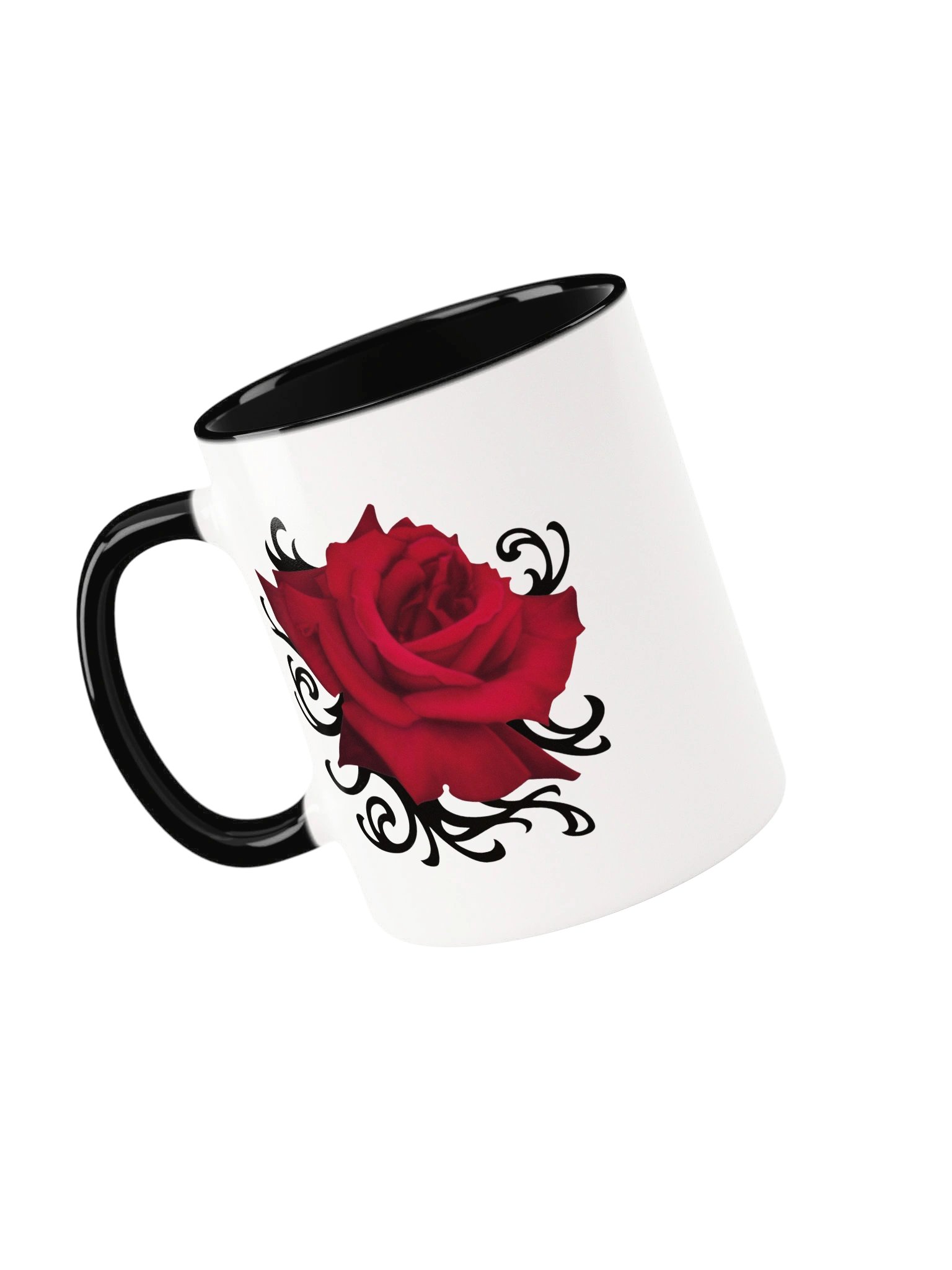Gothic Dark Red Rose Ceramic Mug – Moody Crimson Floral Coffee Cup product image (5)