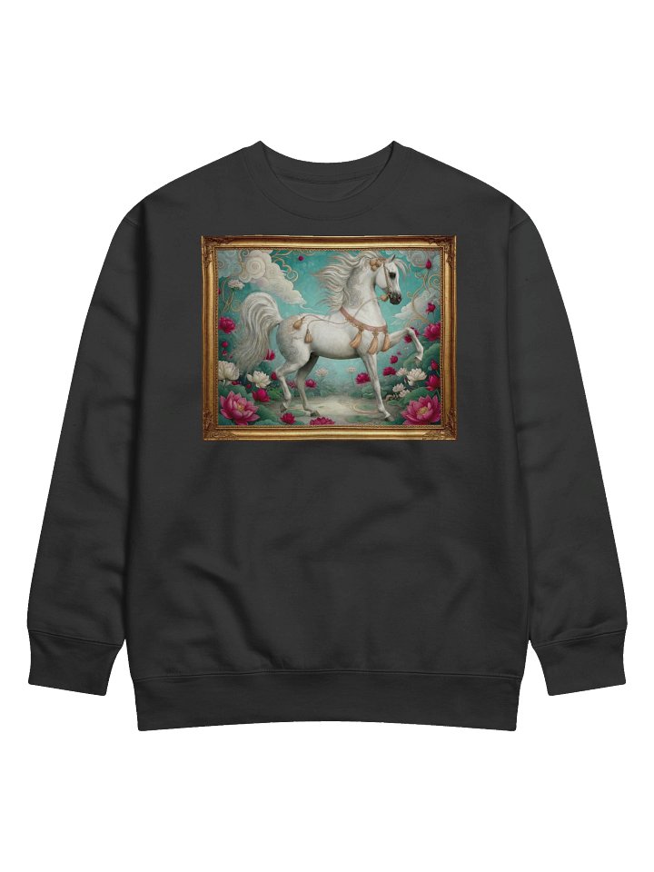 Ethereal White Arabian Horse in Lotus Garden | Fantasy Art Sweatshirt product image (1)