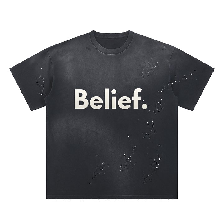 Belief. Hand-Frayed Sunfade Paint Splatter T-Shirt product image (1)