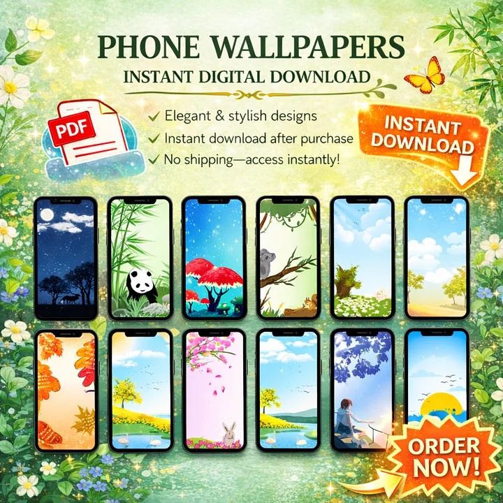 Set of 12 Elegant Phone Wallpapers | Stylish & Timeless | Instant Digital Download + Freebies product image (1)