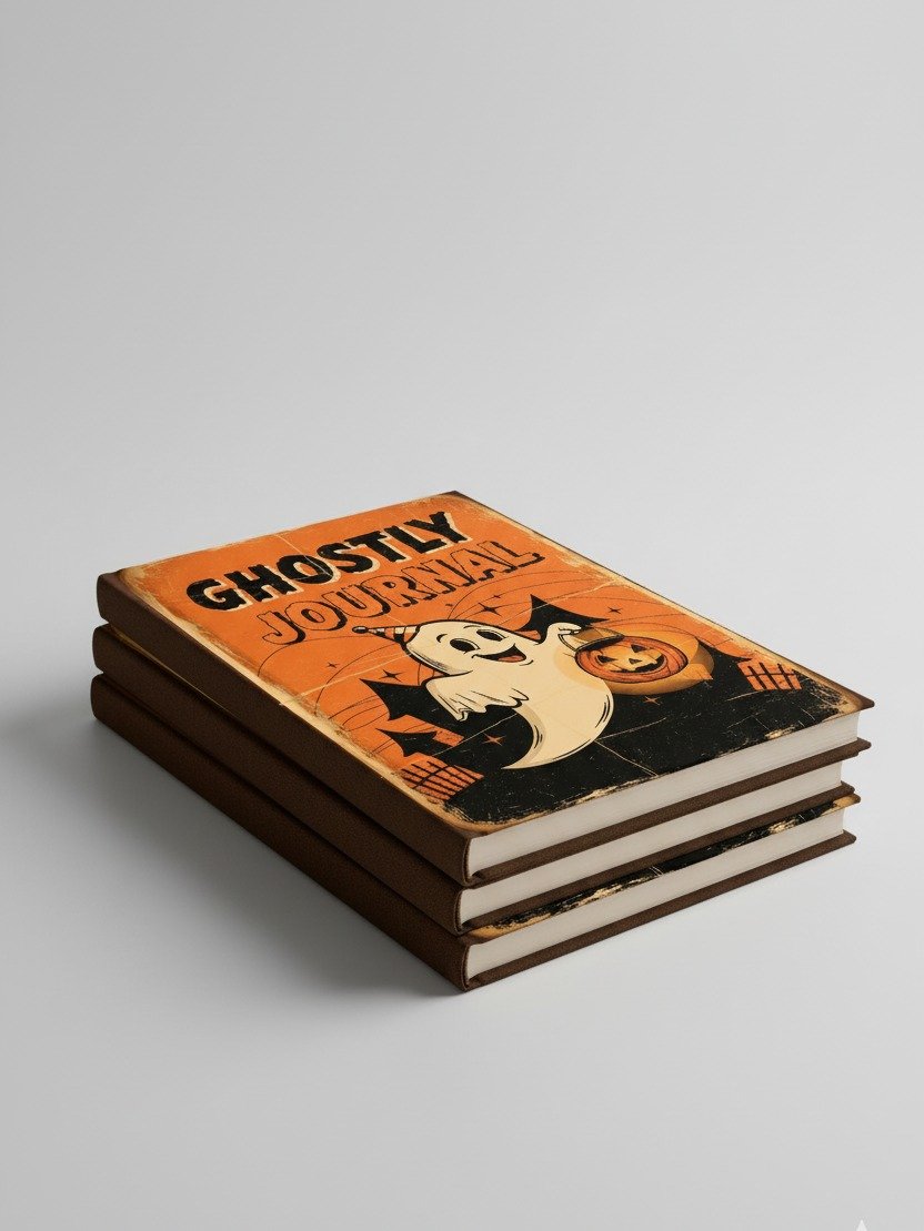 Ghostly Journal | Halloween Journal Cover | Spooky Planner | Printable Notebook Cover | Retro Halloween Printable Art | DIY Journal | product image (4)