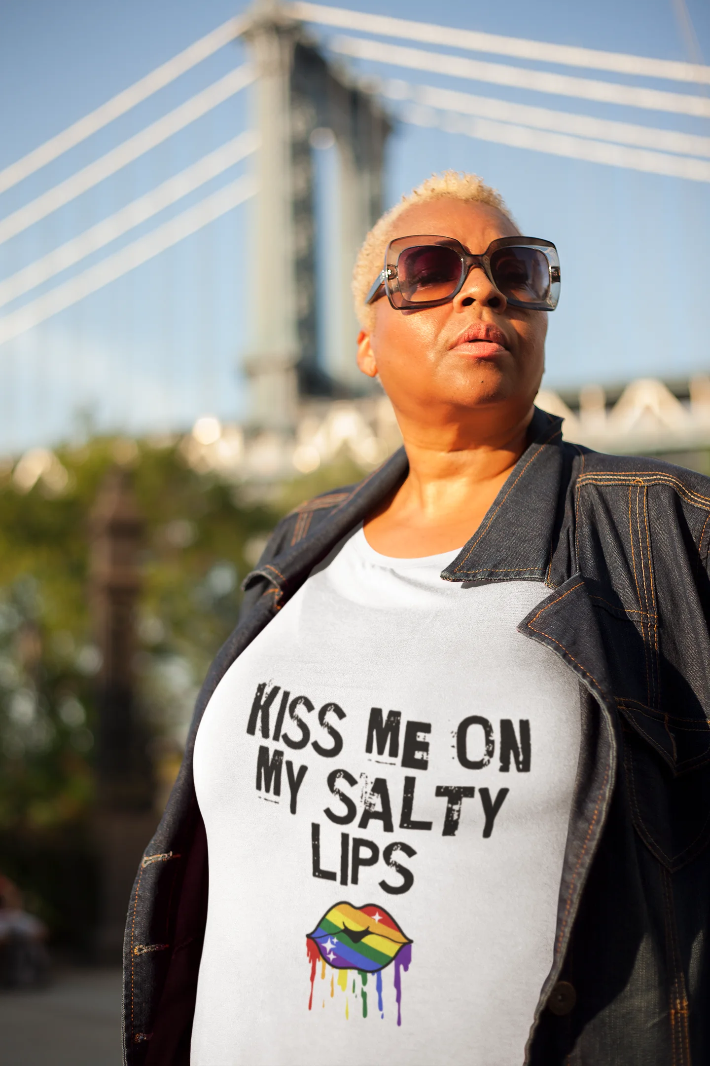 LGBTQ+ Hoodie Kiss Me On My Salty Lips Rainbow (White) product image (13)