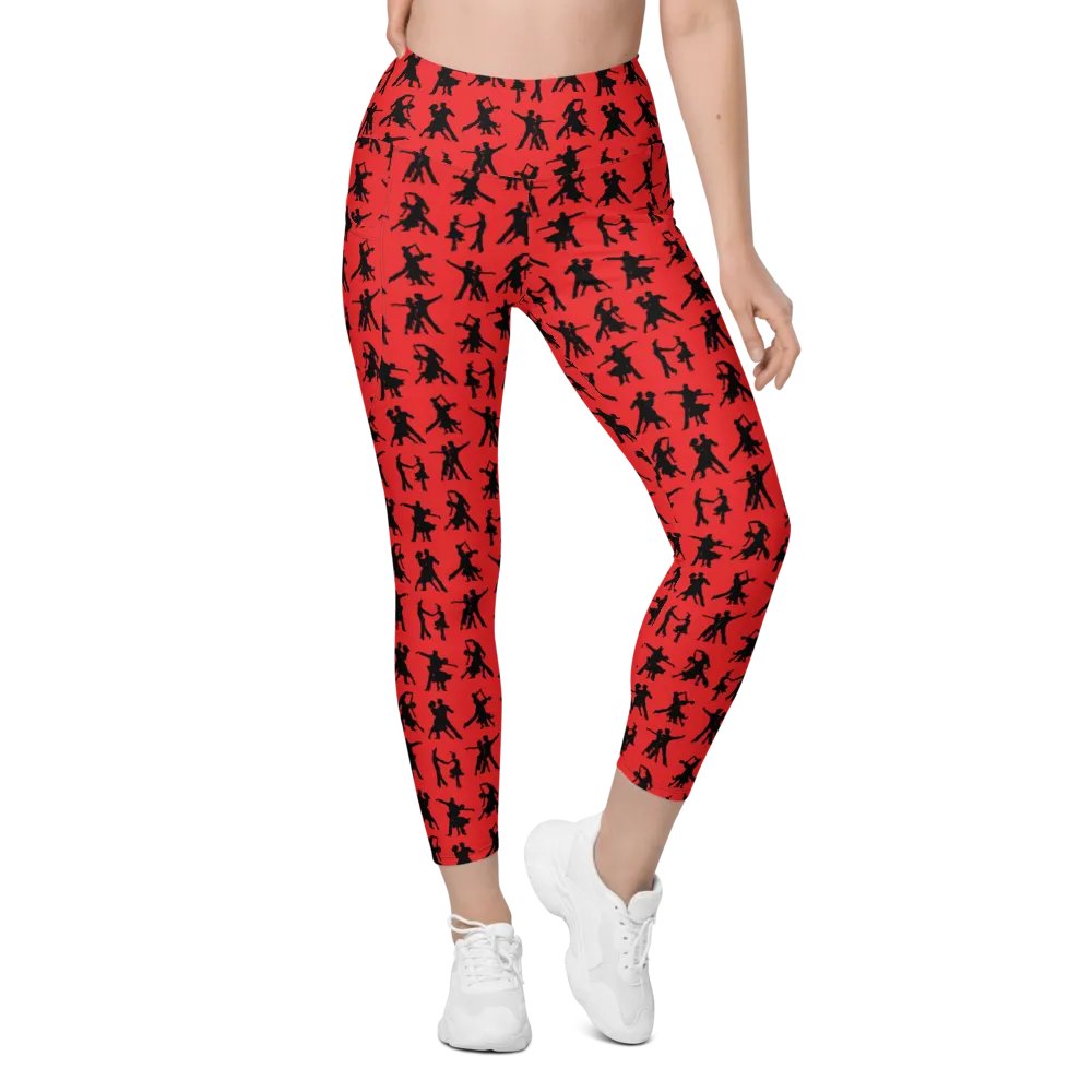 Red and Black Ballroom Dancing Leggings with Pockets product image (5)