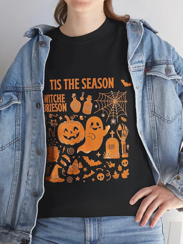 Tis the Season Halloween Icons Tee | Pumpkin Witch Ghost Spiderweb product image (112)