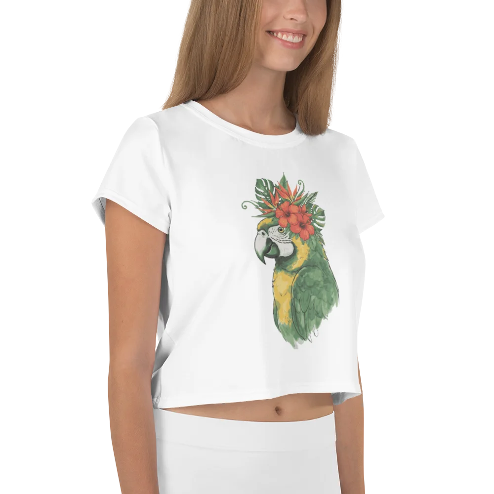 Tropical Macaw All-Over Print Crop Tee product image (4)
