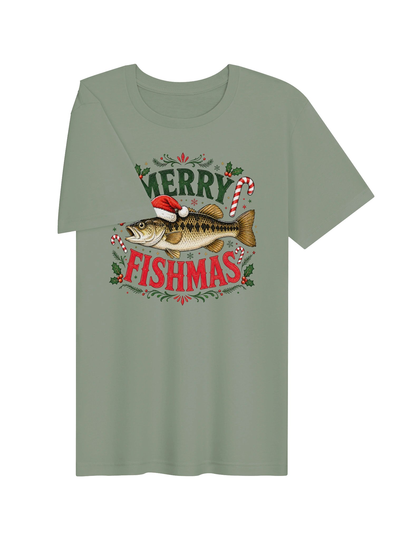 Merry Fishmas Christmas Fishing T-Shirt | Funny Fisherman Holiday Tee product image (20)