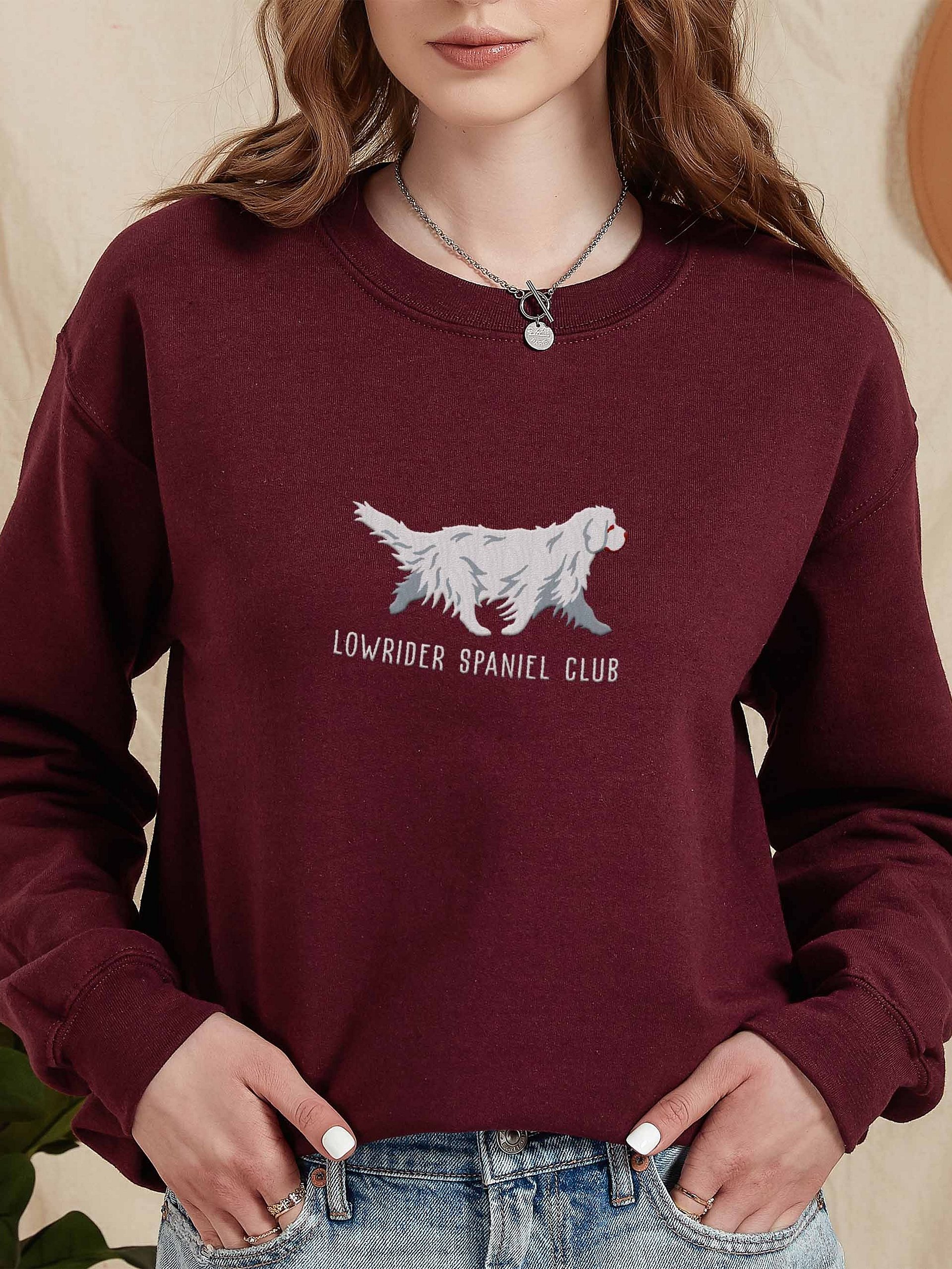 Lowrider Spaniel Club Sweatshirt (Embroidered) of a Clumber Spaniel(White) product image (2)