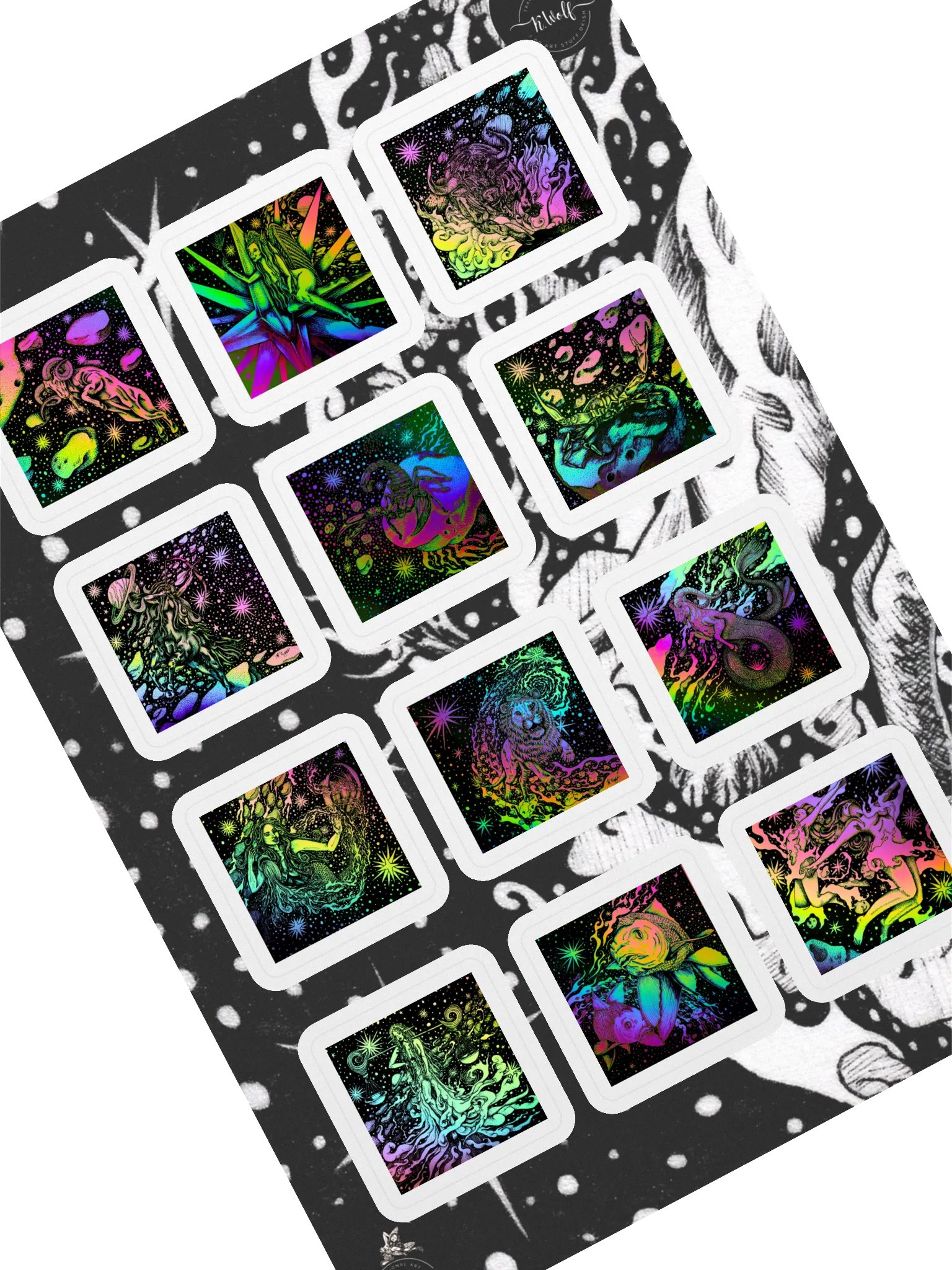 Cosmic Kaleidoscope zodiac Sticker Sheet product image (1)