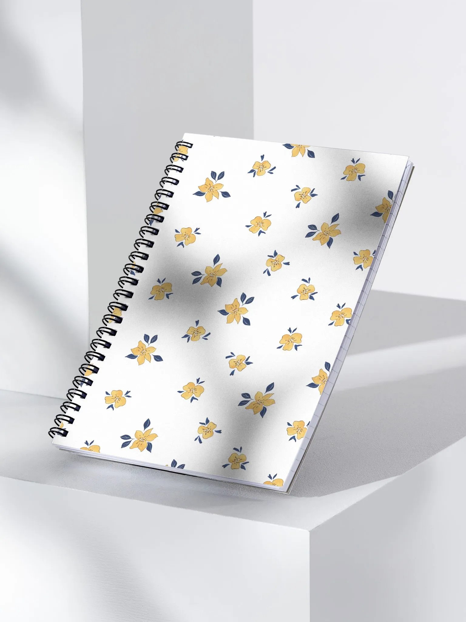 Yellow Flower Pattern Spiral Notebook product image (3)