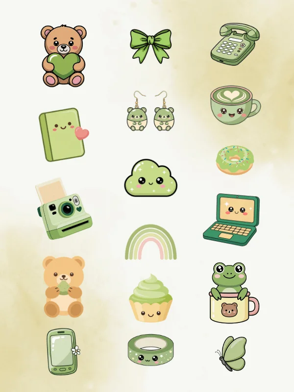 Matcha Aesthetic Digital Sticker PNG product image (2)