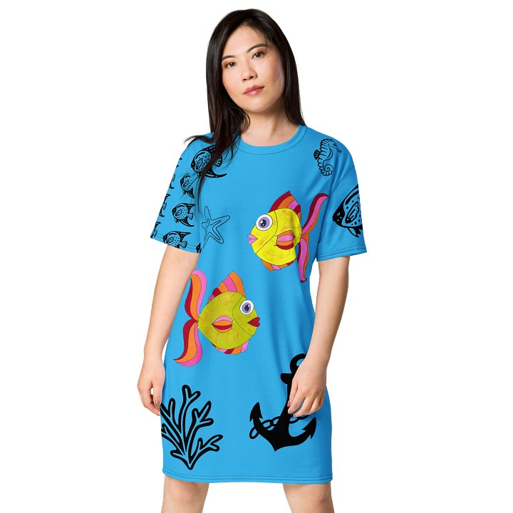 Fish style II. (art by Dina R.) acrylic painting picture - T-Shirt Dress product image (1)