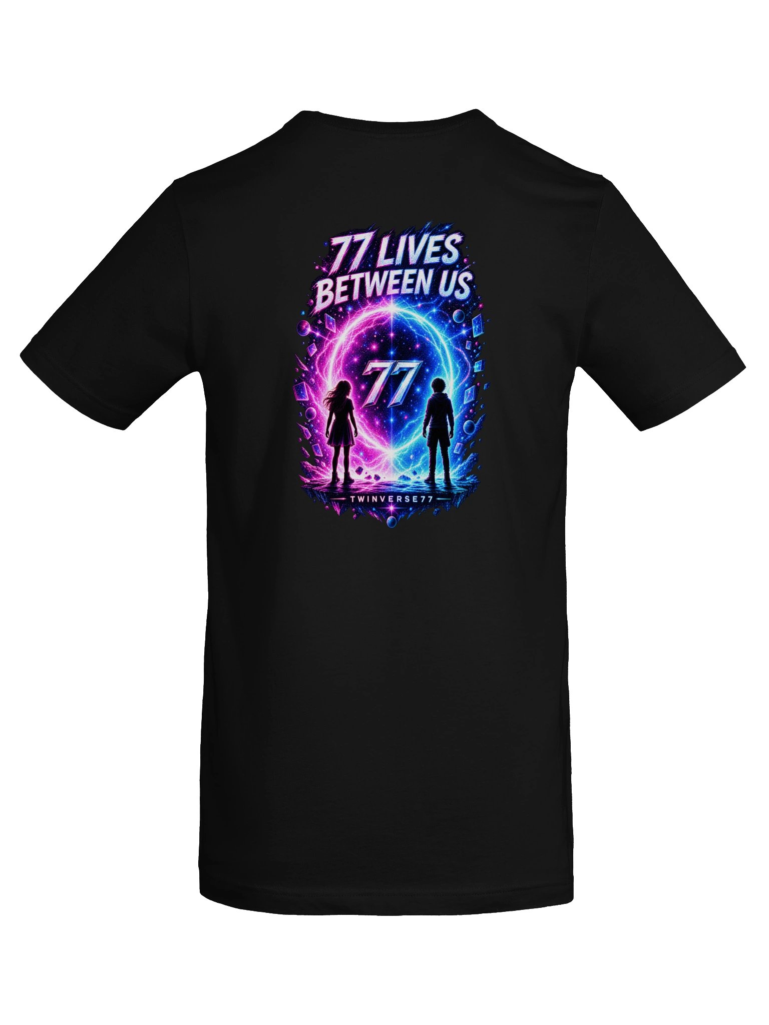 Have We Met Before? 77 Lives Between Us T-Shirt | TwinVerse77 Cyber Gamer Graphic Tee product image (6)