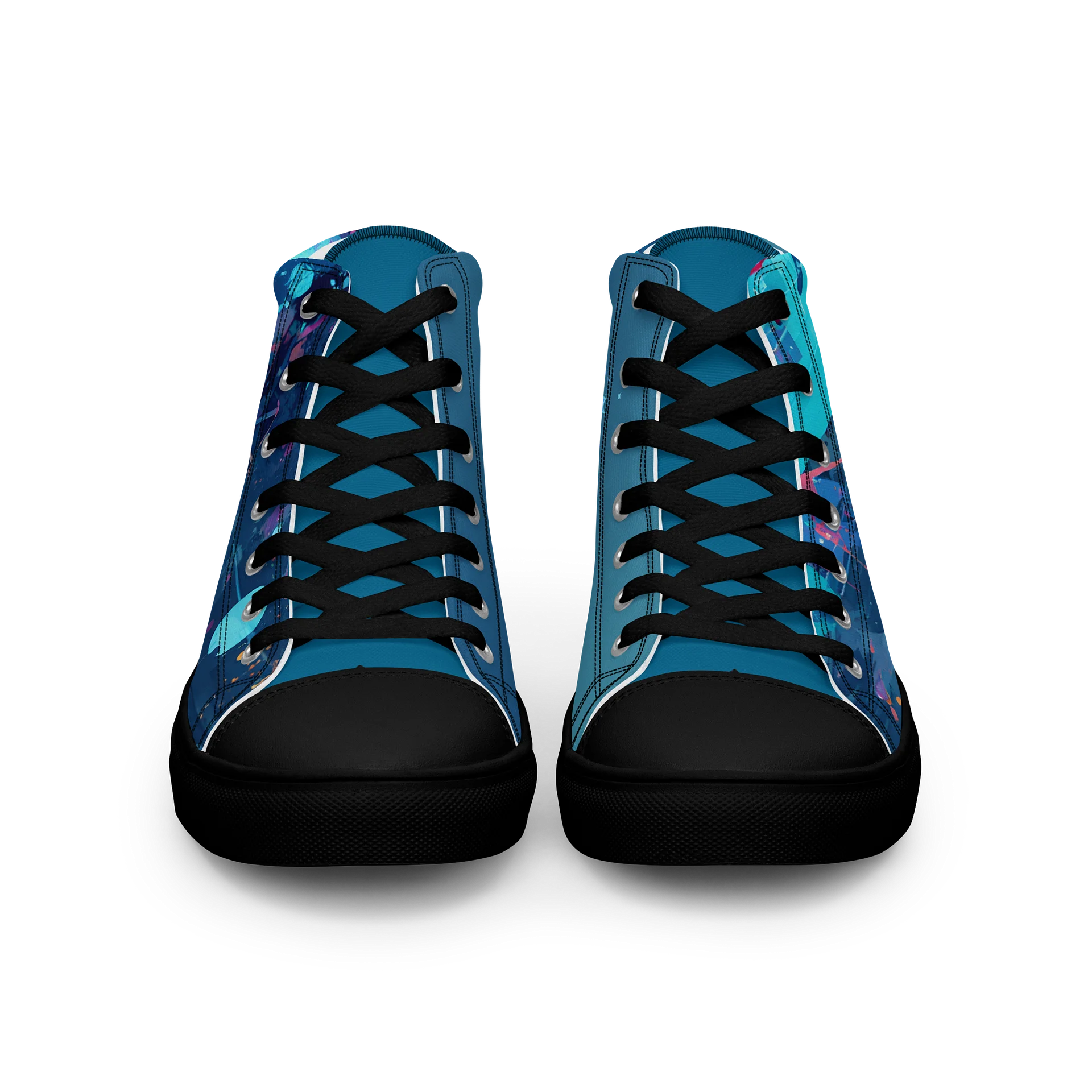 Neon Blue Graffiti Cross Mens High Top Shoes product image (5)