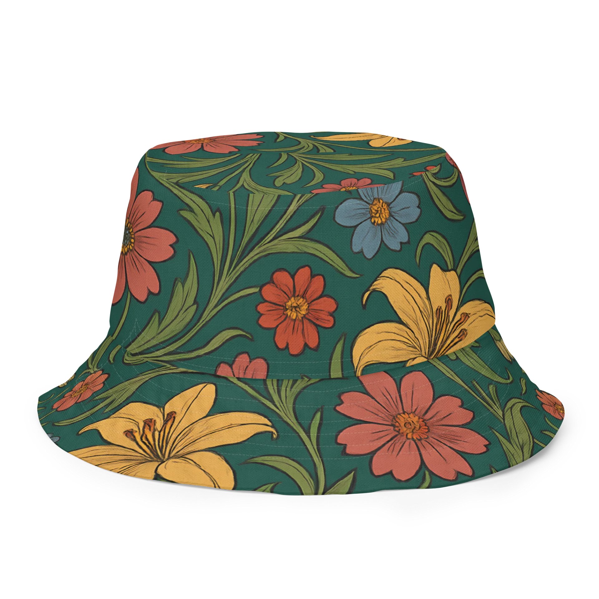 Vintage Floral Bucket Hat – Reversible Summer Festival Hat with Retro Botanical Print product image (7)