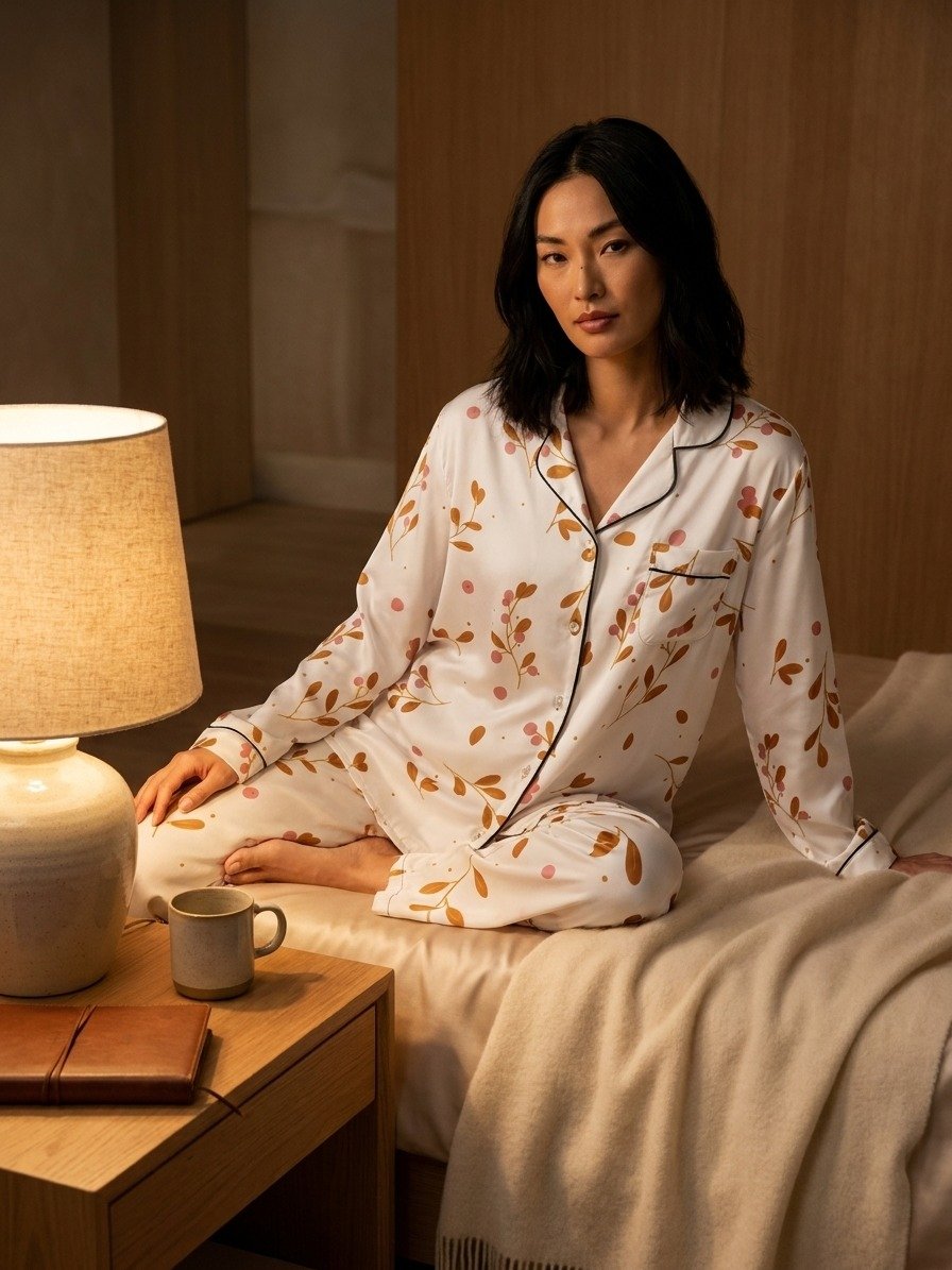 Women's Floral Long Sleeve Pajama Set – 2-Piece Button-Down Sleepwear product image (1)