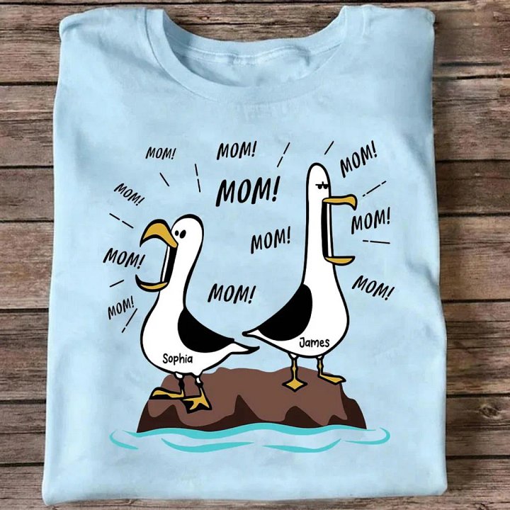 Custom MOM! MOM! MOM! Seagull T-Shirt Personalized Funny Mother's Day Gift for Her product image (2)