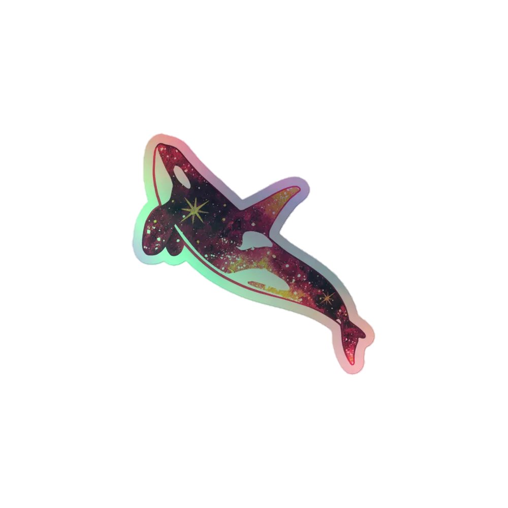 Galaxy Orca - Red Variation Holographic Sticker product image (3)