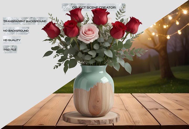 Rustic Vase with roses, png product image (2)