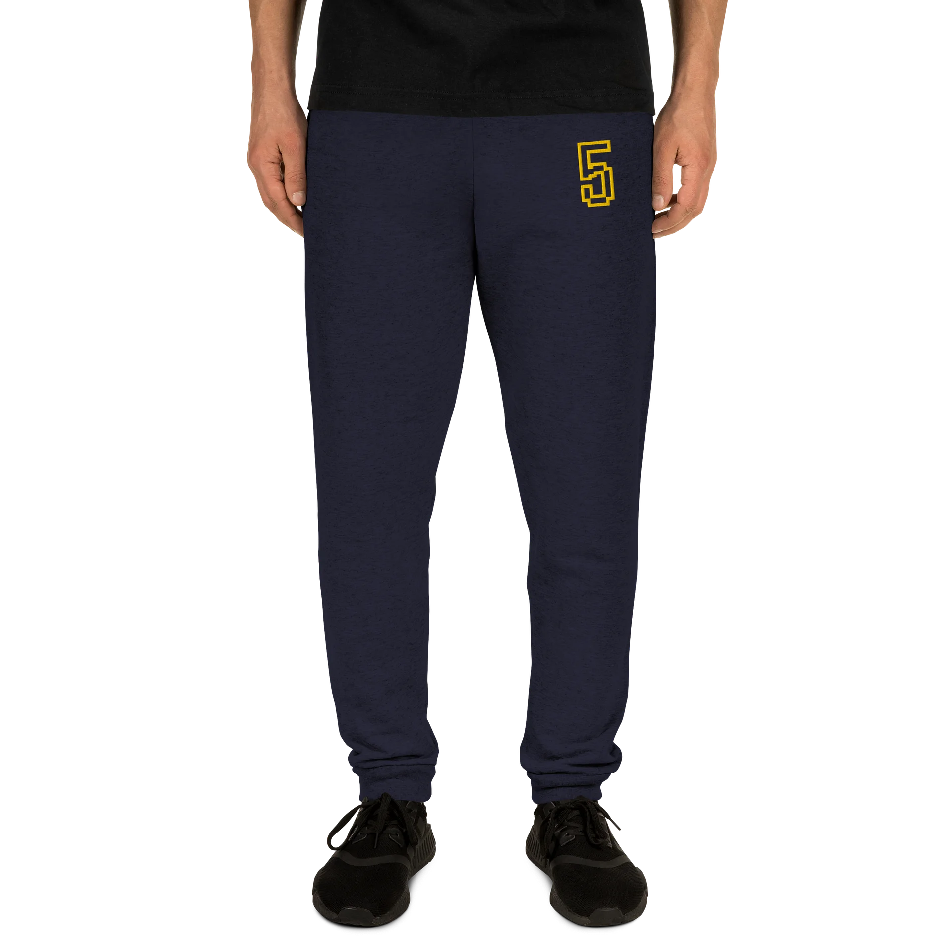 Navy Embroidered Pixel 5 Joggers (Unisex) product image (3)