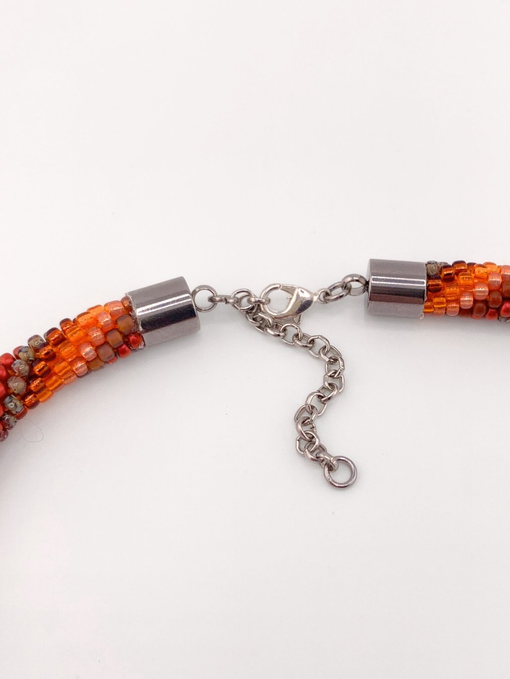 Orange and Red Bead Crochet Spiral Necklace product image (3)