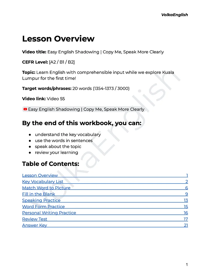Easy English Shadowing | Copy Me, Speak More Clearly - Video 55 Study Pack product image (2)