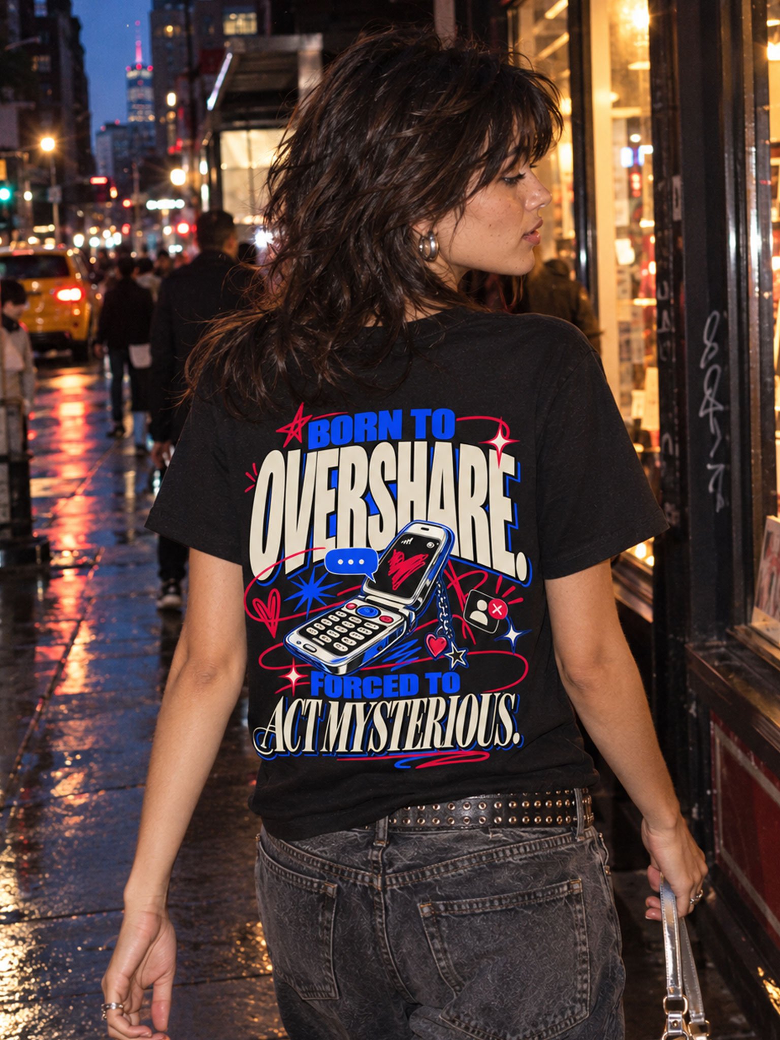 Born to Overshare – Y2K Graphic T-Shirt product image (1)