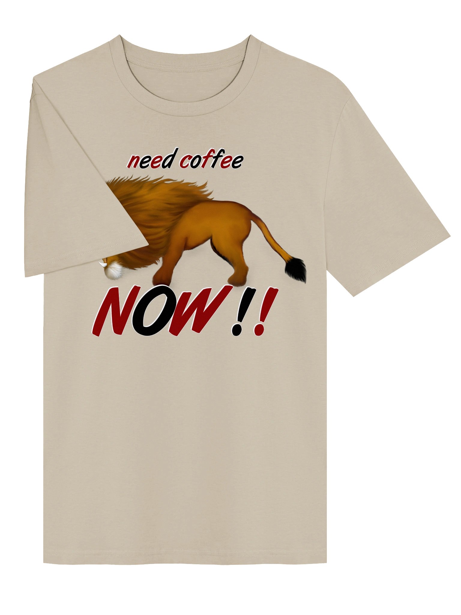 Lion "Need Coffee NOW" T-Shirt. Unisex Stanley/Stella Organic Ribbed Neck T-Shirt product image (2)