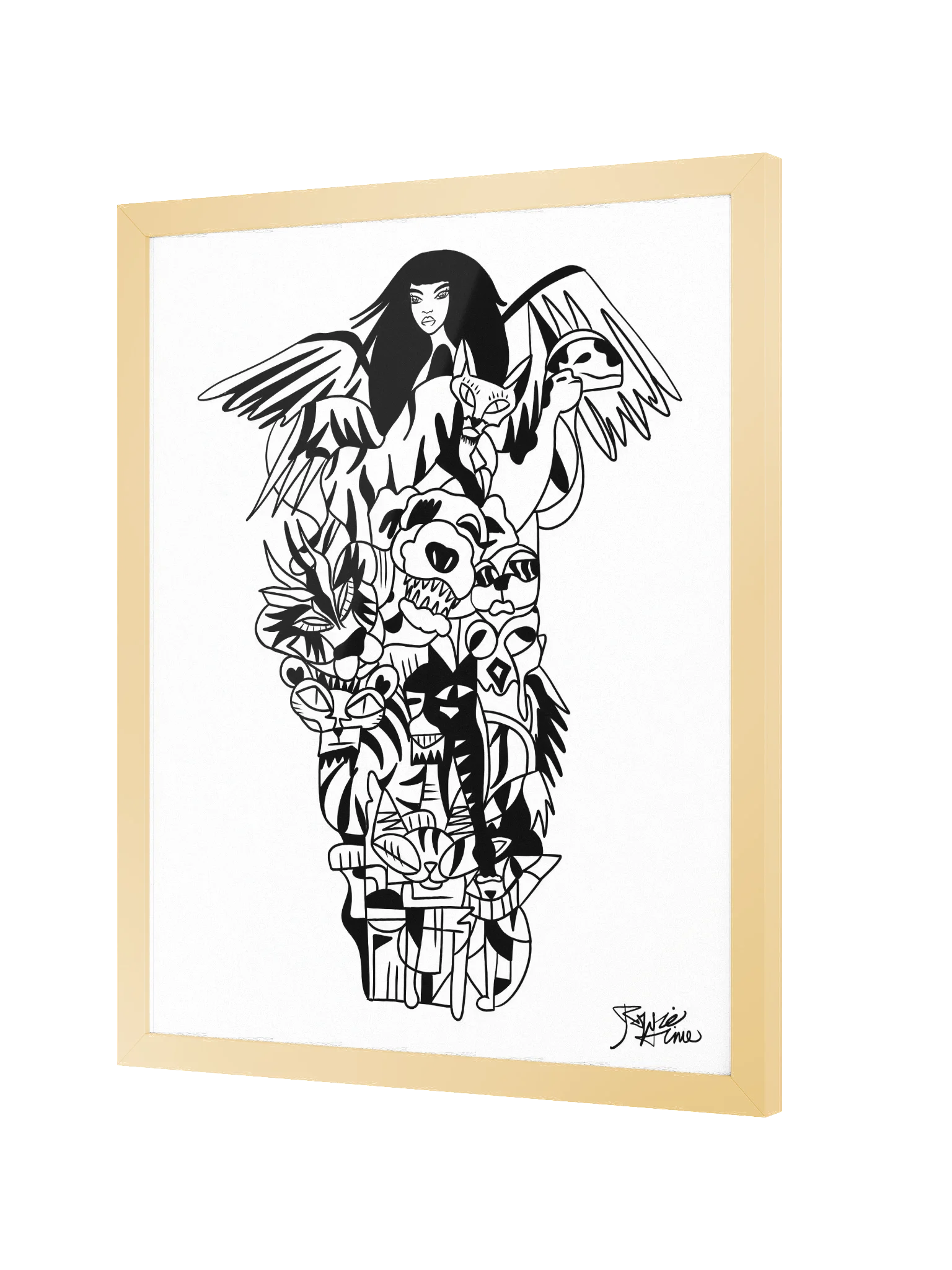 Framed Poster Wall Art: Goddess of Unity - Black and White product image (2)