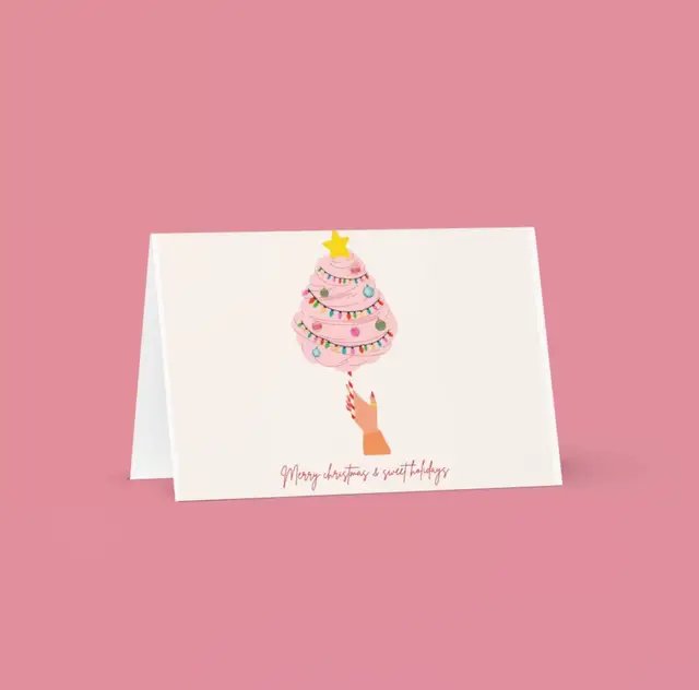 SEND SWEET HOLIDAY WISHES WITH OUR VIBRANT COTTON CANDY CHRISTMAS TREE GREETING CARD. AVAILABLE IN VARIOUS SIZES WITH VIBRANT COLORS AND TONER-BASED PRINTING. GUARANTEED DELIVERY BEFORE DEC 24. COMES WITH A COMPLIMENTARY ENVELOPE. MAKE YOUR HOLIDAYS EXTRA SWEET! #merrychristmas #shopping #holiday #worldwide #cardgift 