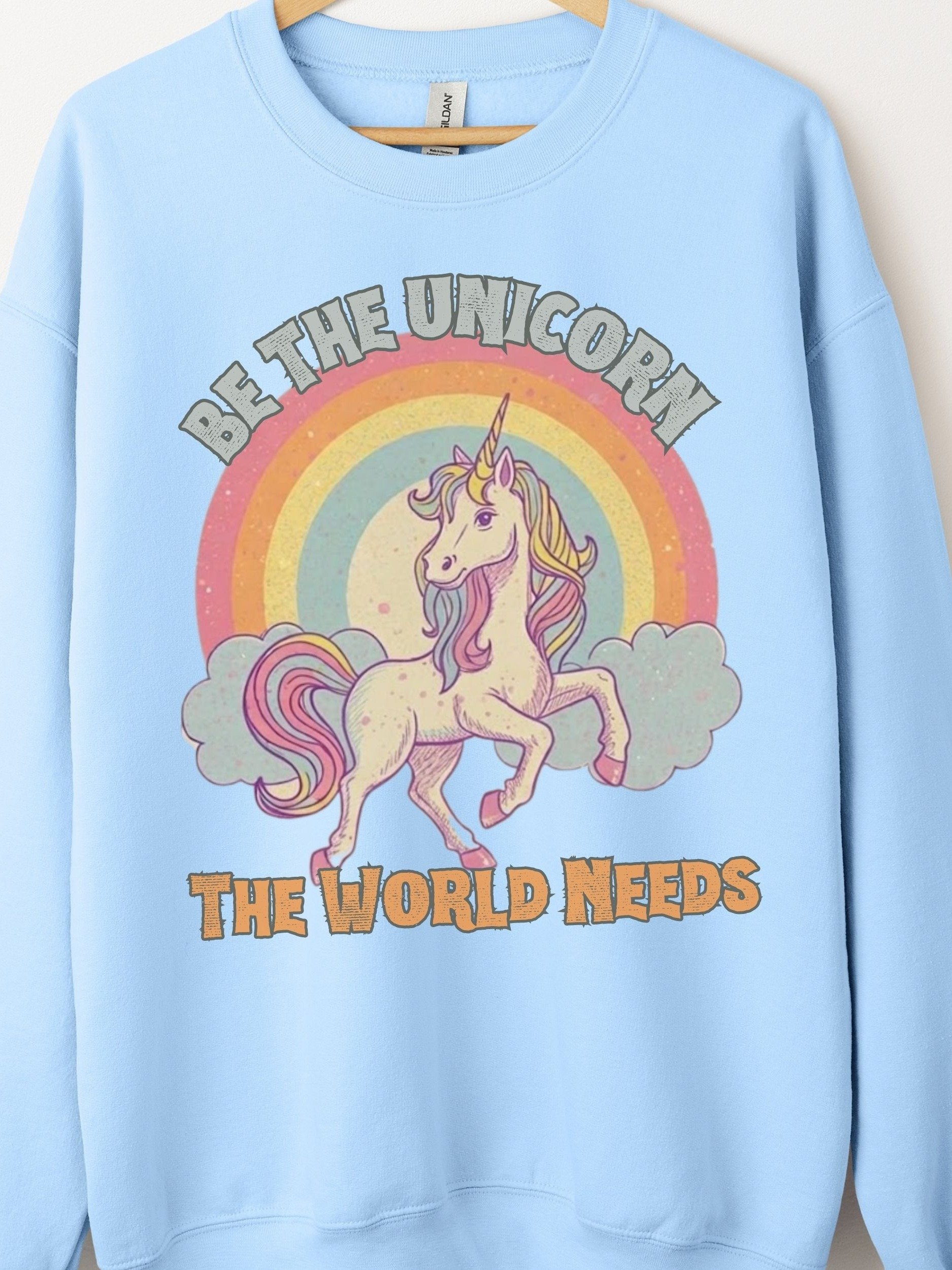 Be the Unicorn Crewneck, 80s Inspired Nostalgia Sweatshirt product image (1)