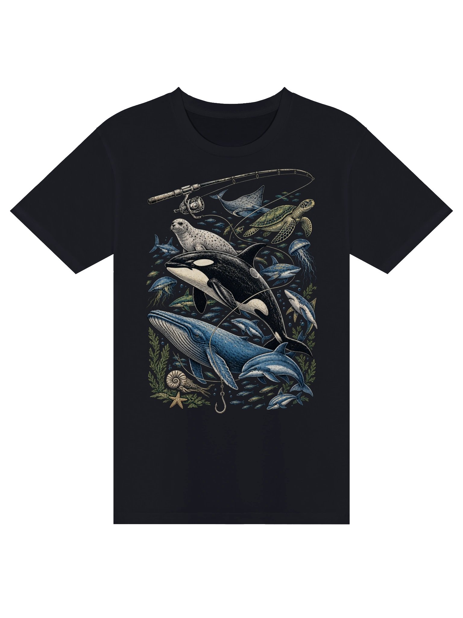 Ocean Legends Vintage Graphic T-Shirt – Orca, Whale & Marine Life Art product image (2)