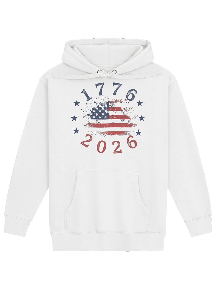 1776 2026 Distressed American Flag Patriotic Hoodie — USA 250th Anniversary Sweatshirt product image (2)