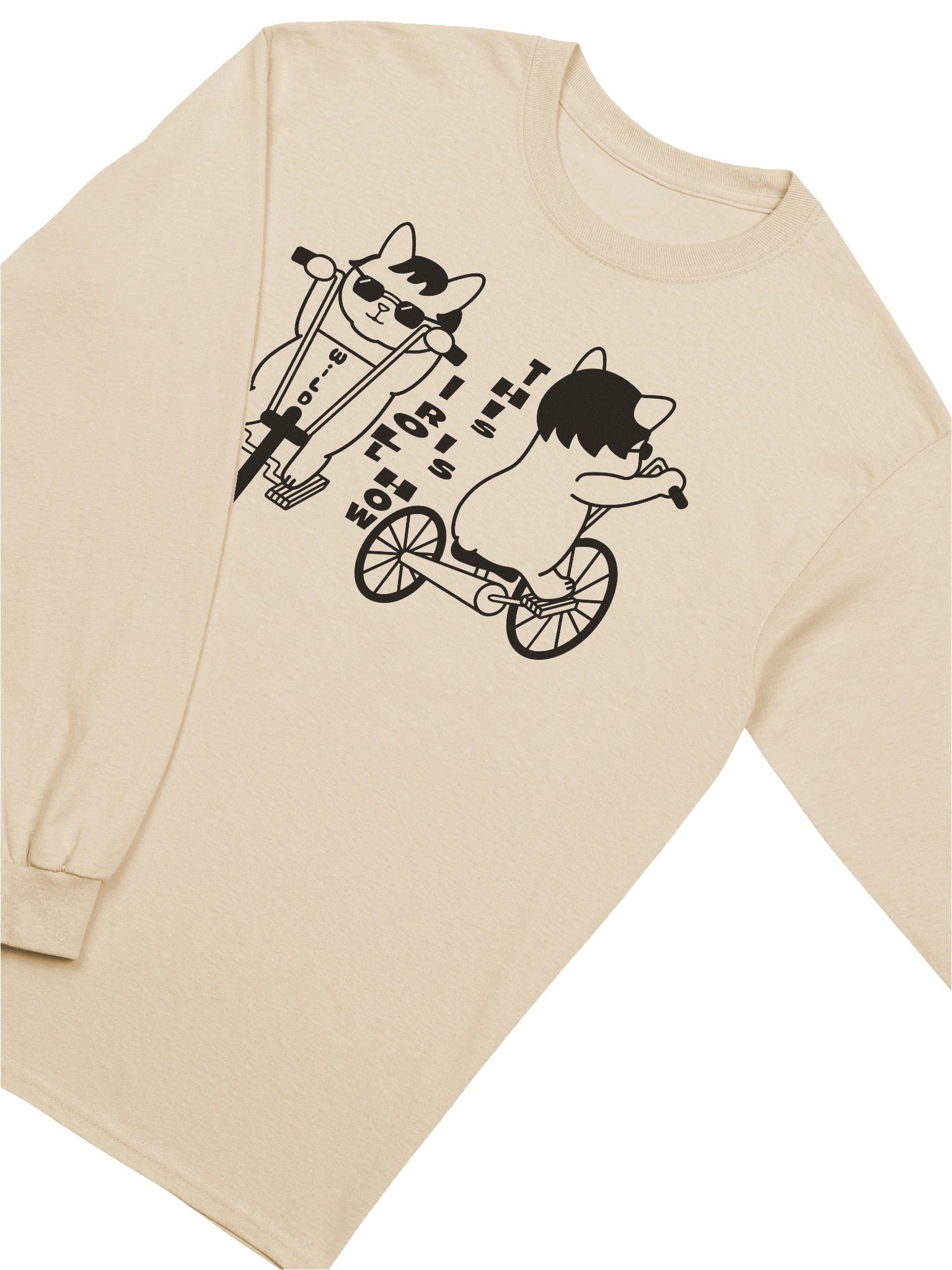 Goromi the Cat in Wig (Wild Biker) - Unisex Adult Long Sleeve T-shirt product image (3)
