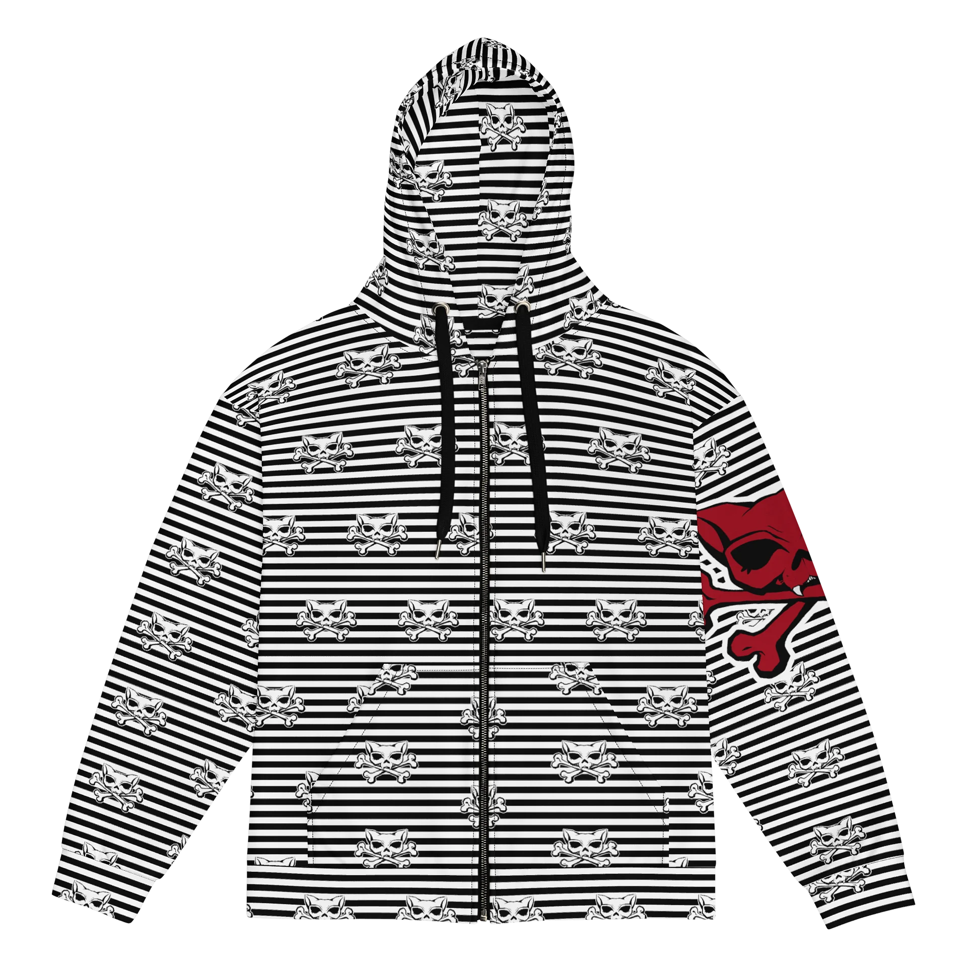 Blaque and White Kat Skull Remix Stripped Hoodie product image (1)