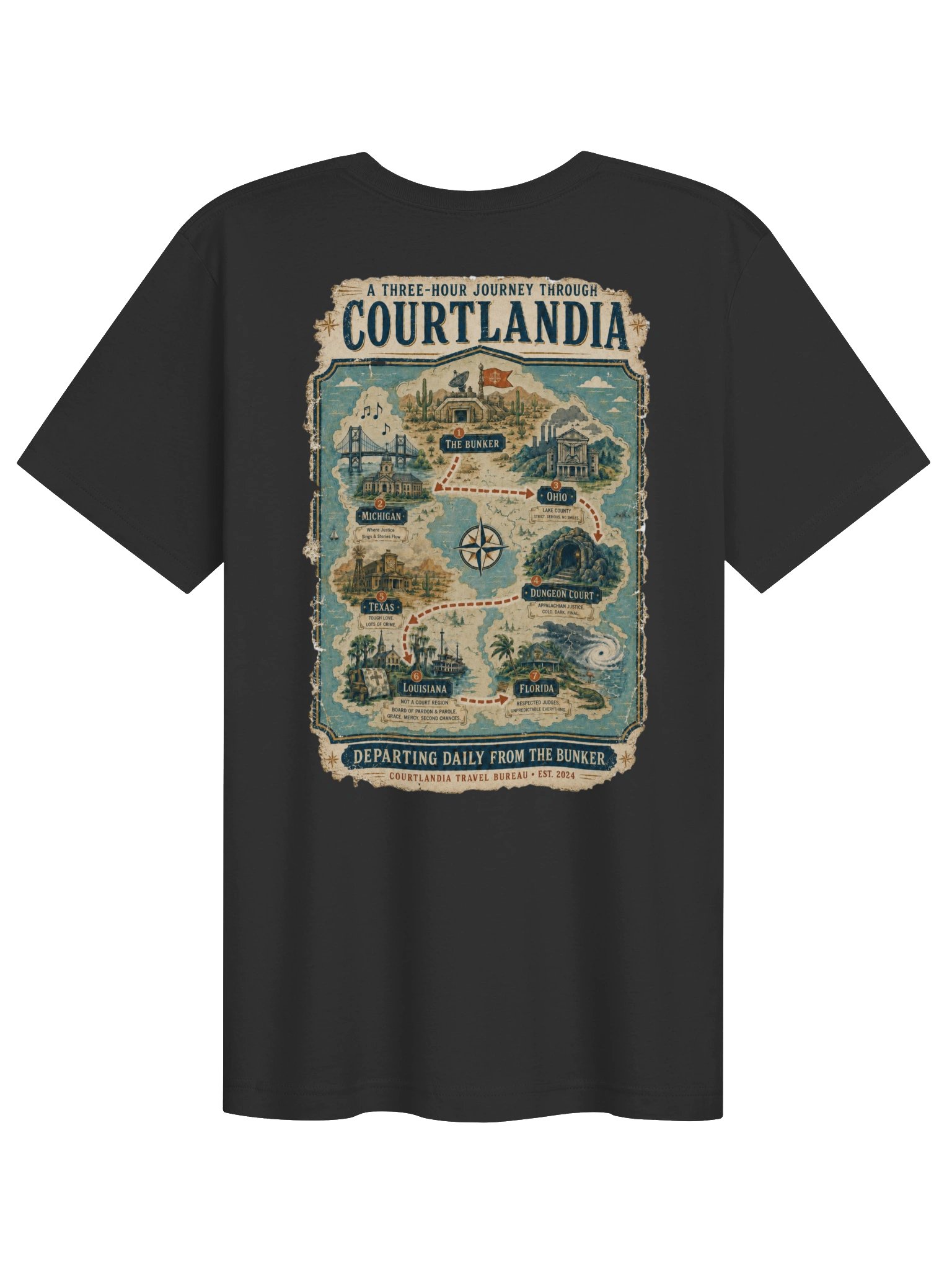 Courtlandia Travel Bureau Vintage Tourist Map Tee product image (4)