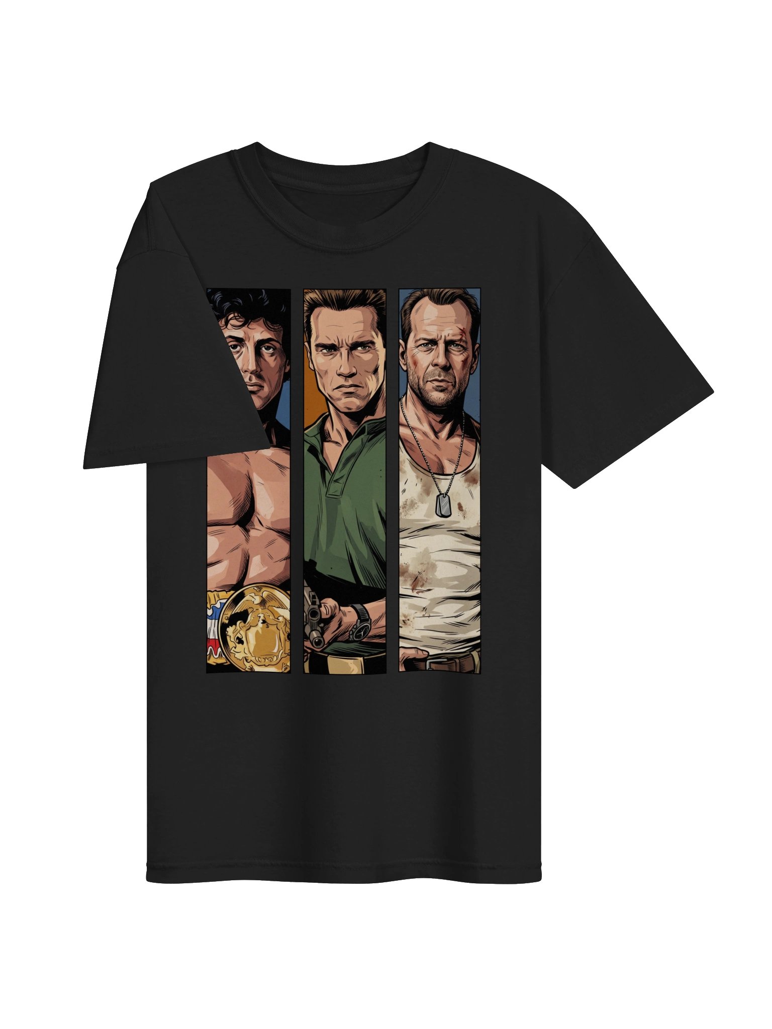 Stallone, Schwarzenegger, Willis Action Trio T-Shirt product image (4)
