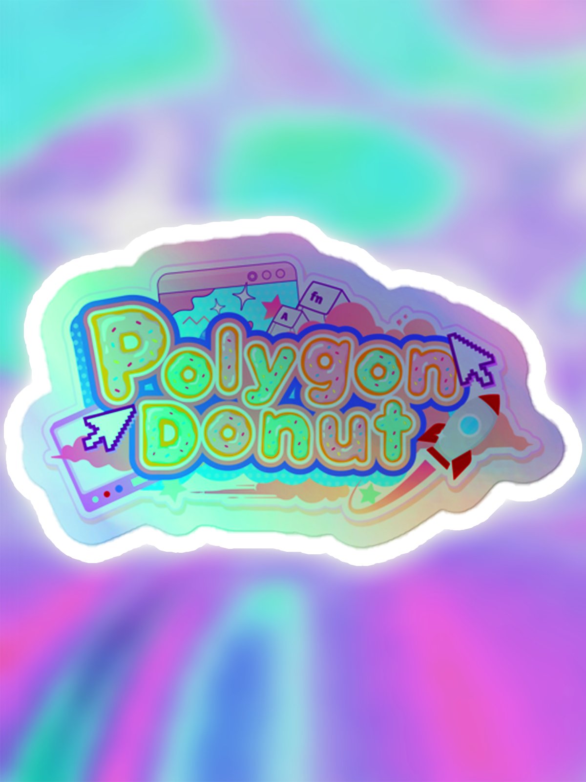 Polygon Donut Logo Holographic Sticker product image (1)