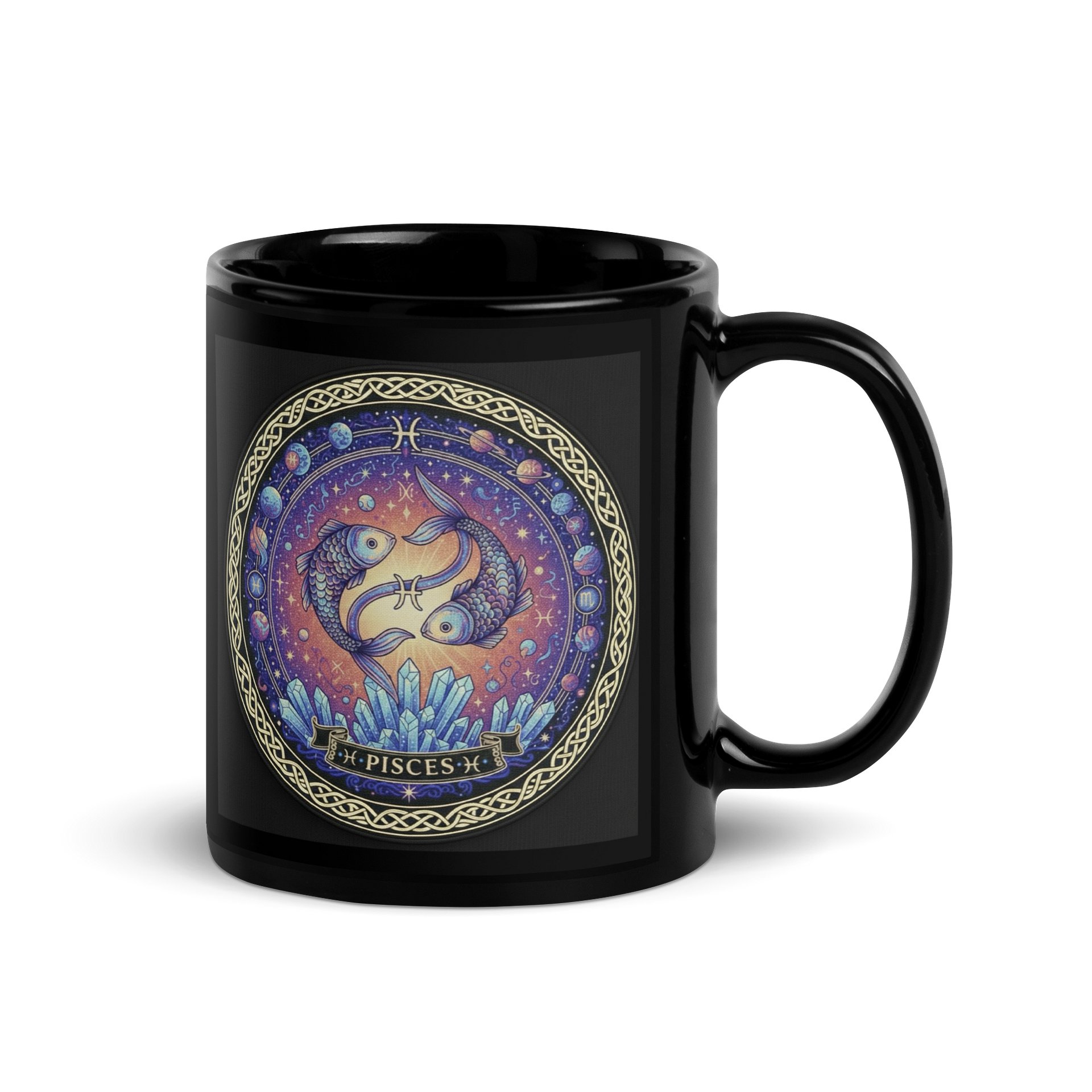 Pisces Celestial Fish Black Mug product image (3)