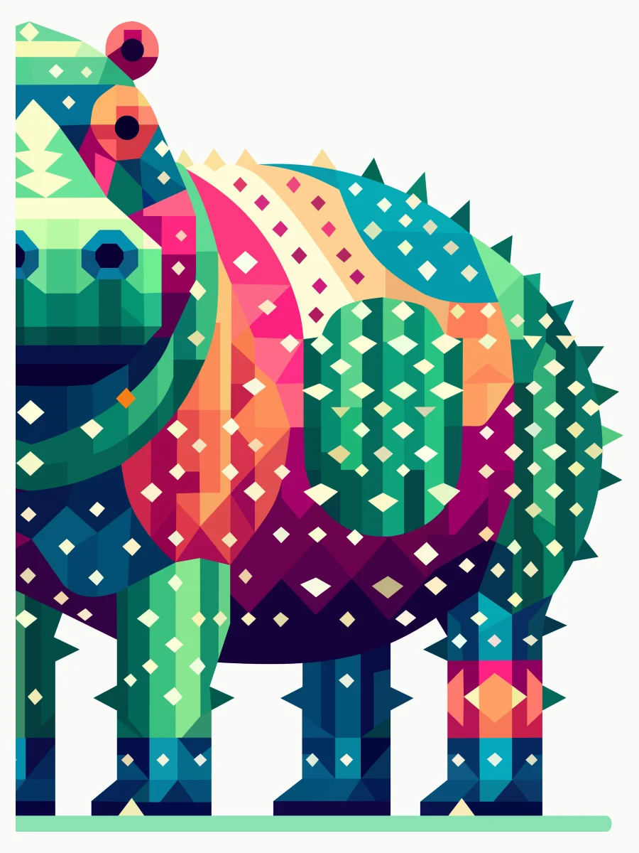 Free Geometric Hippo PNG Art - Transparent Background, Low Poly Animal Illustration product image (2)