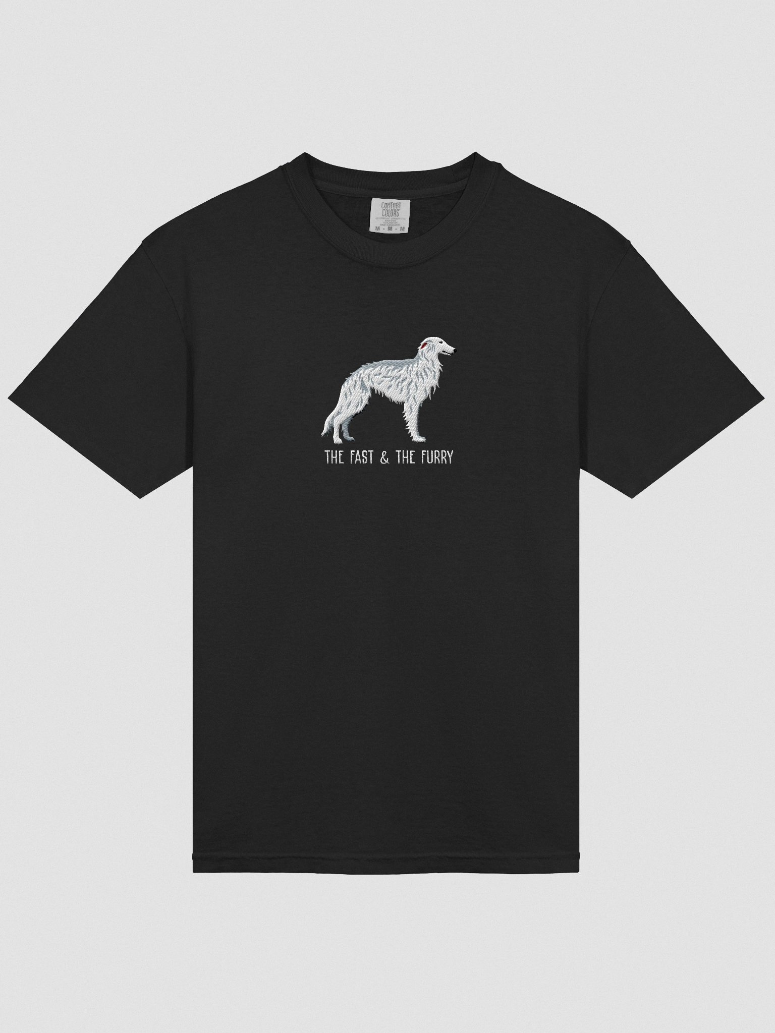 The Fast & The Furry T-Shirt(Embroidered) of a Silken Windhound(White) product image (6)