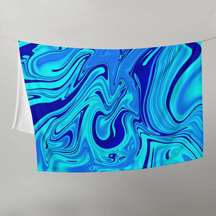 Throw Blanket - Light and Dark Blue Digital Fluid Art product image (2)
