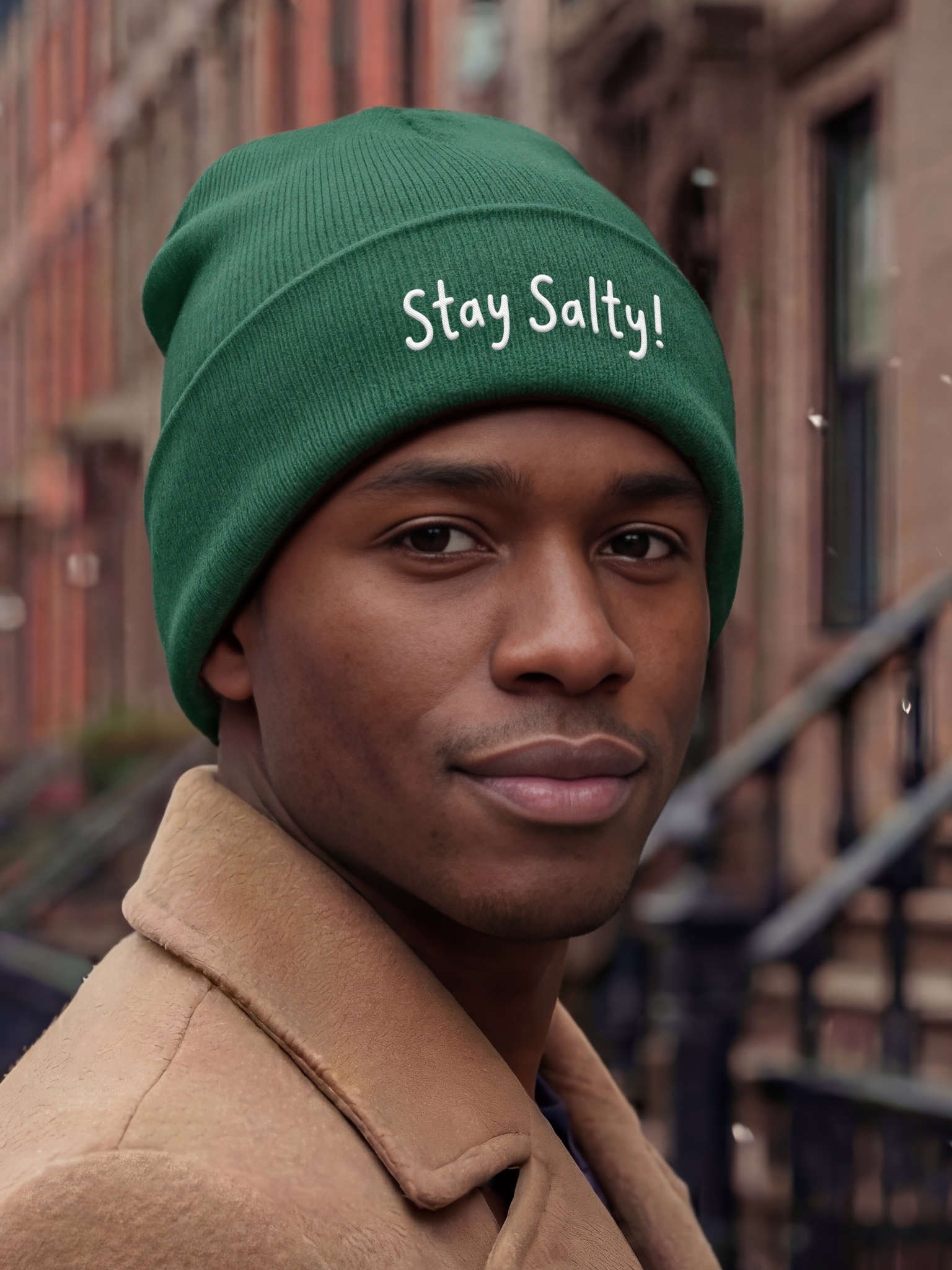 Stay Salty! Embroidered Cuffed Beanie – Soft & Cozy Unisex Accessory for Everyday Elegance product image (1)