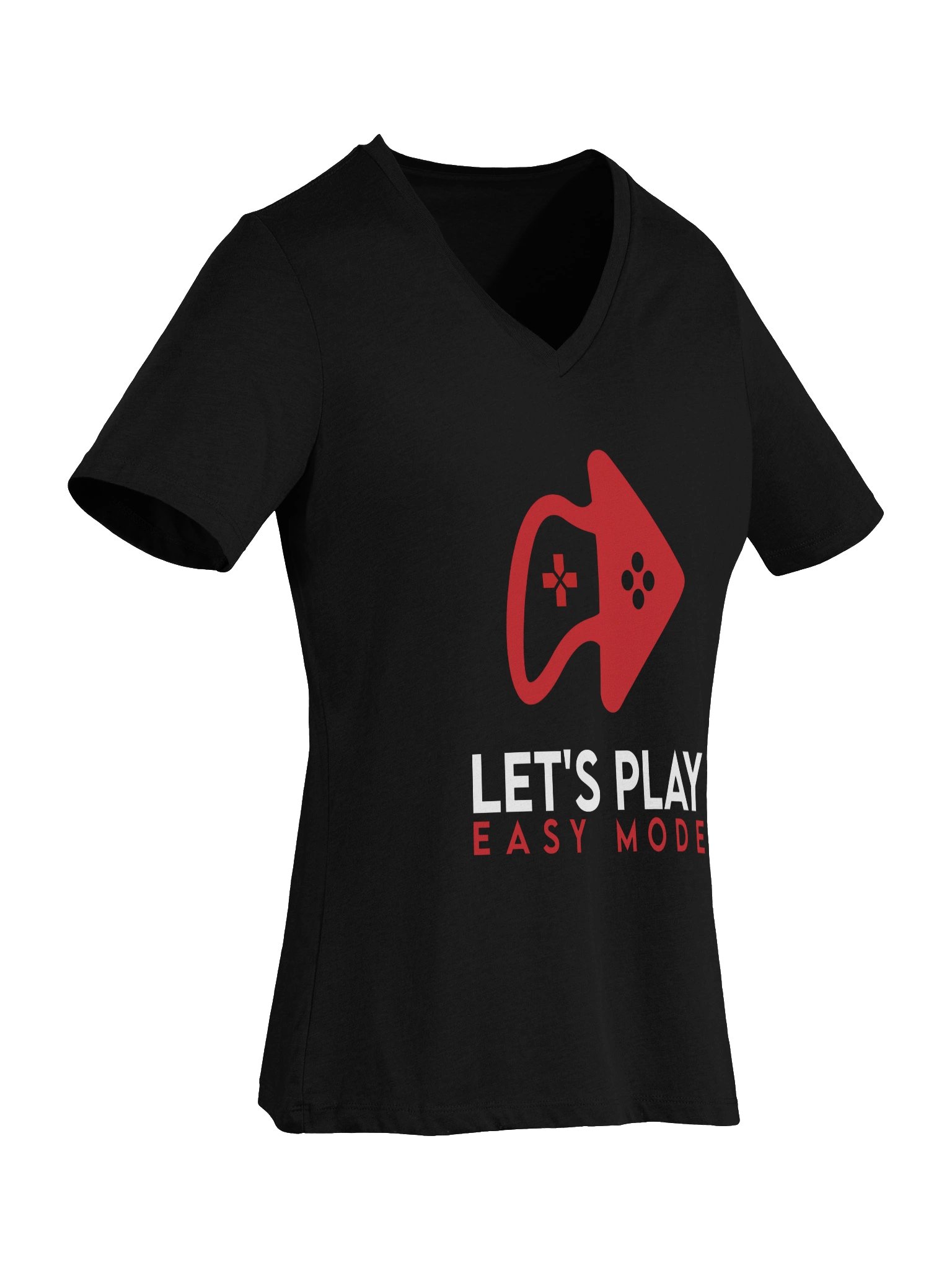 Let’s Play Easy Mode Women’s Relaxed V-Neck Tee – Black product image (9)