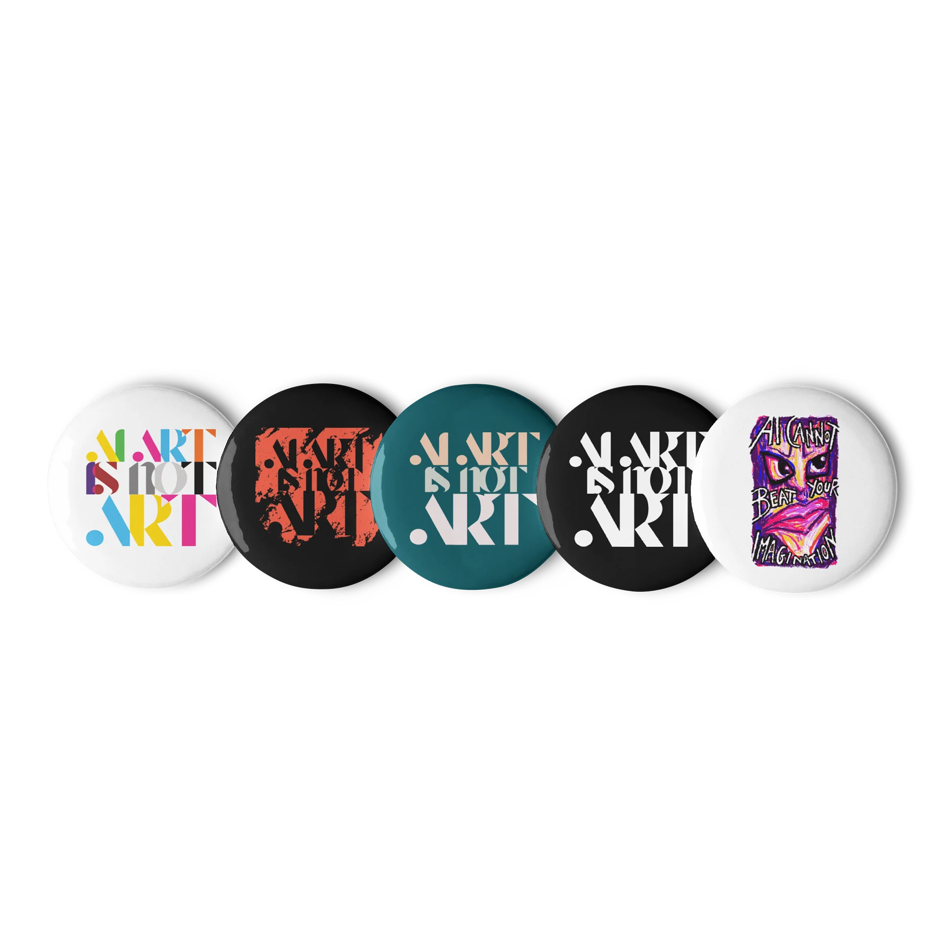 AI Art is not Art - AI Cannot Beat Your Own Imagination Pin Badge Set product image (1)