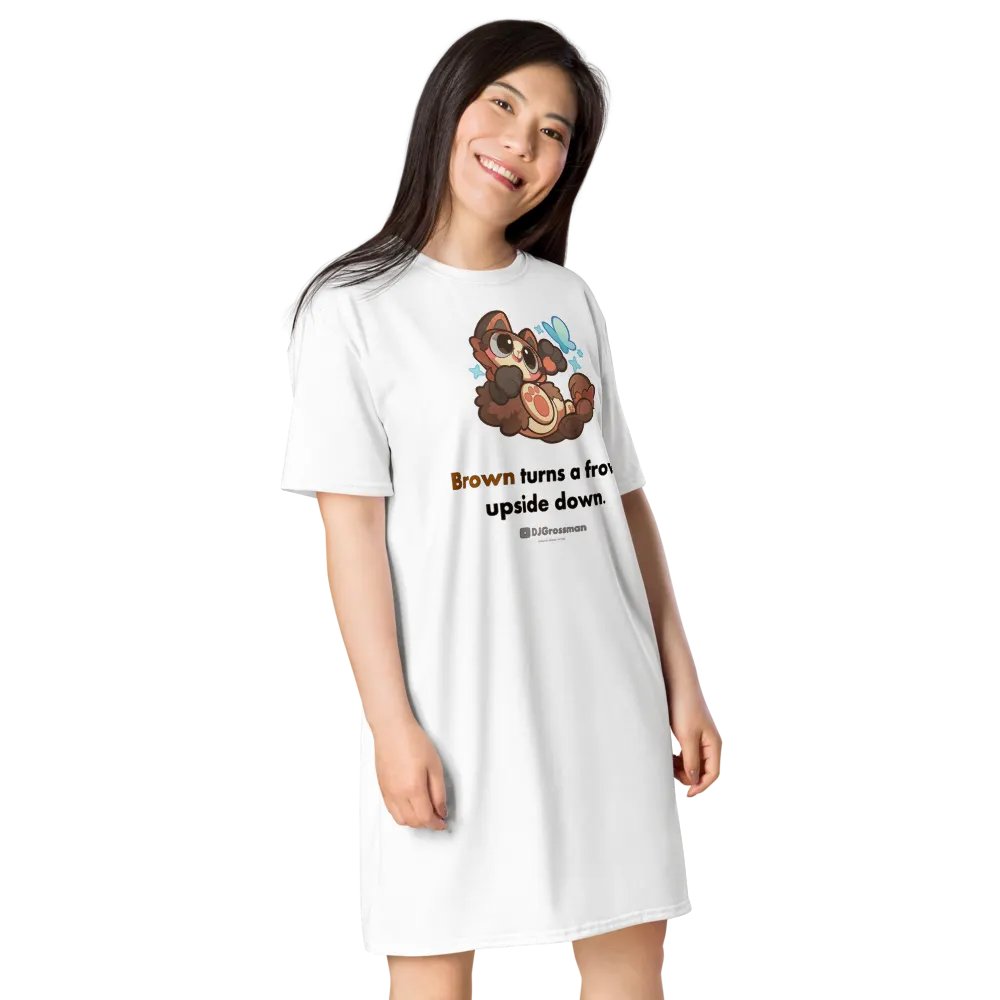 Playing Terra • "Brown turns a frown upside down." • T-shirt Dress (White) product image (3)
