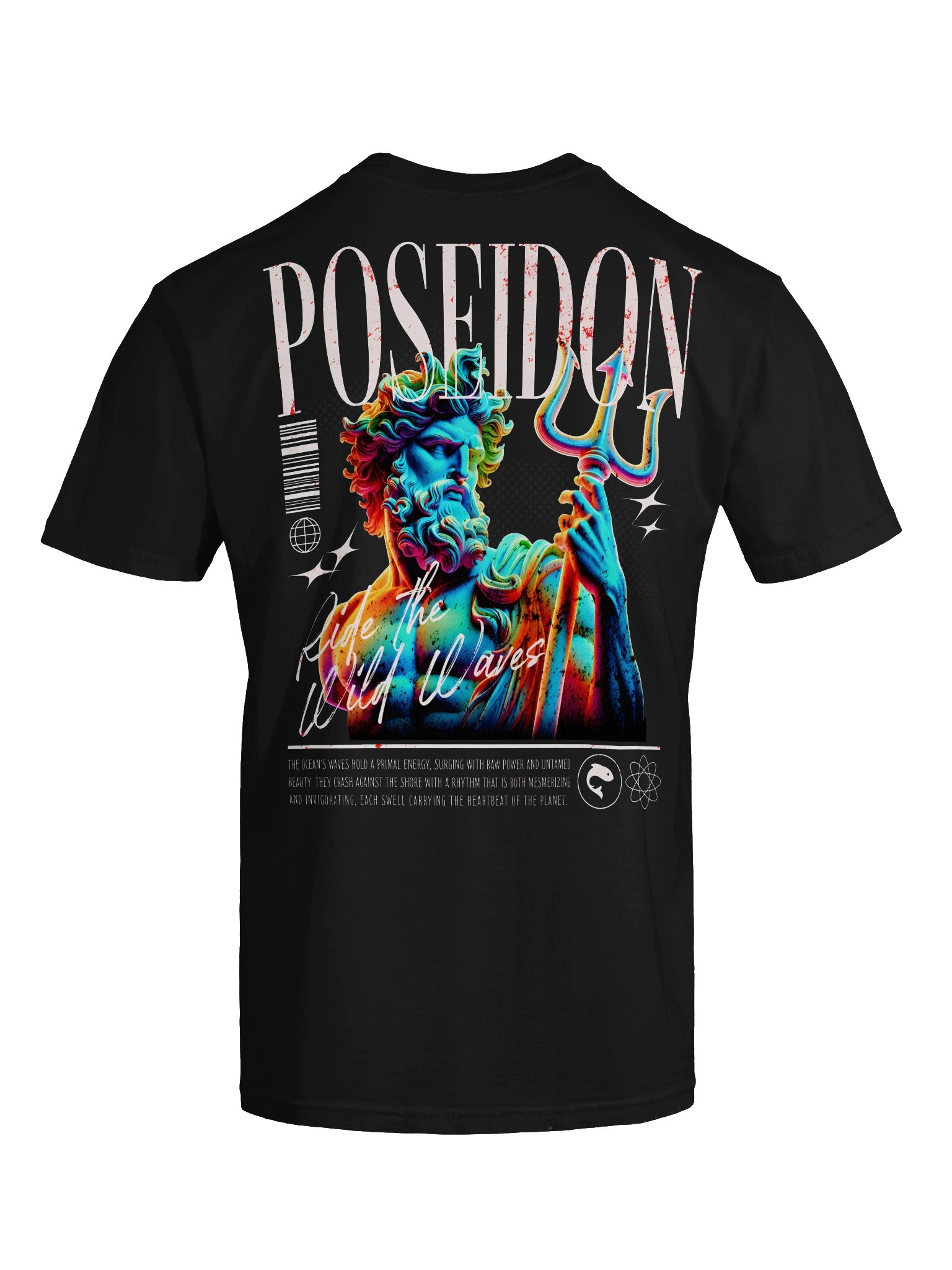 Poseidon Greek God Streetwear T-Shirt – Vaporwave Synthwave Aesthetic Graphic Tee product image (2)